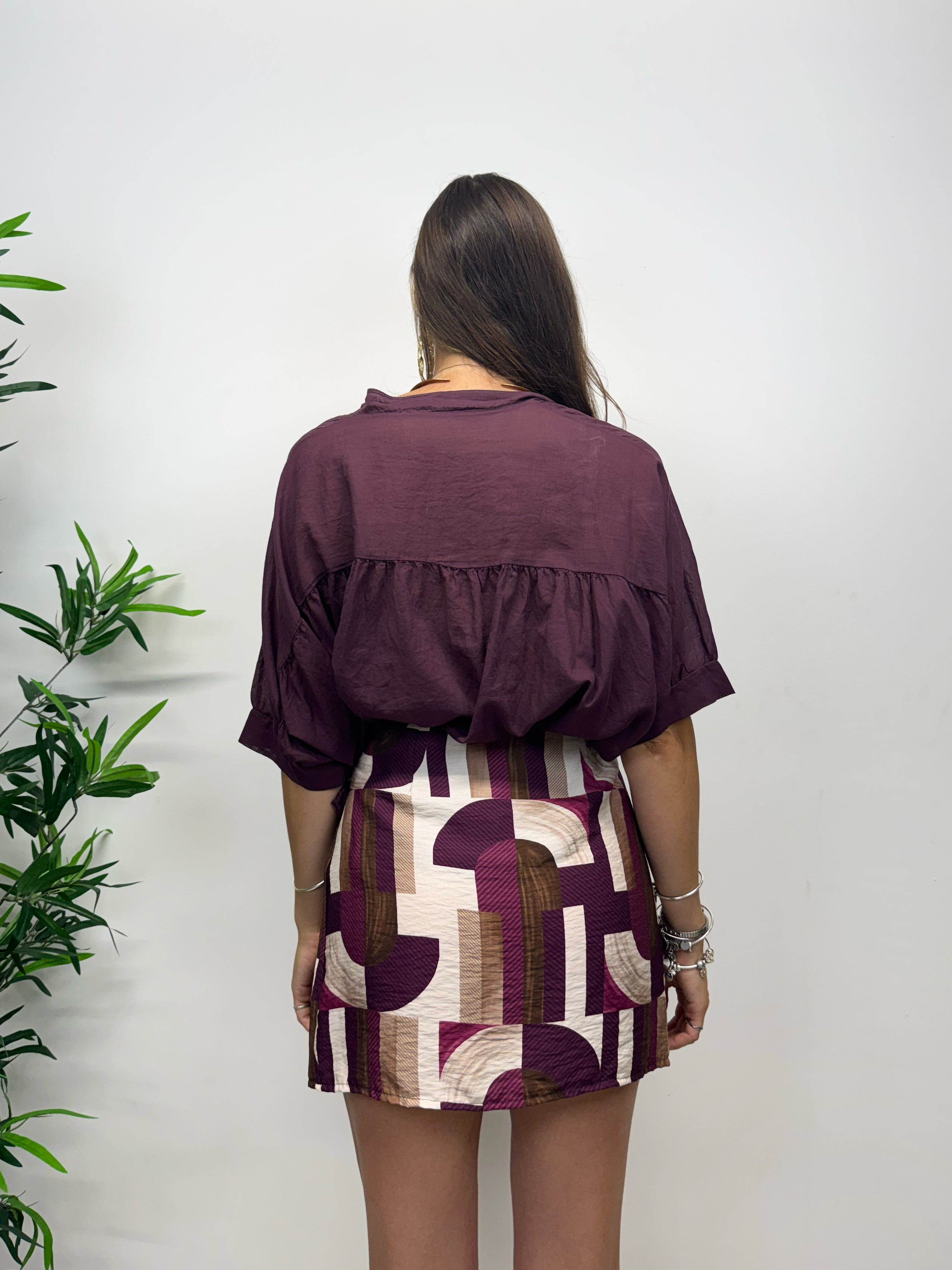 Minigonna a pareo vino e beige