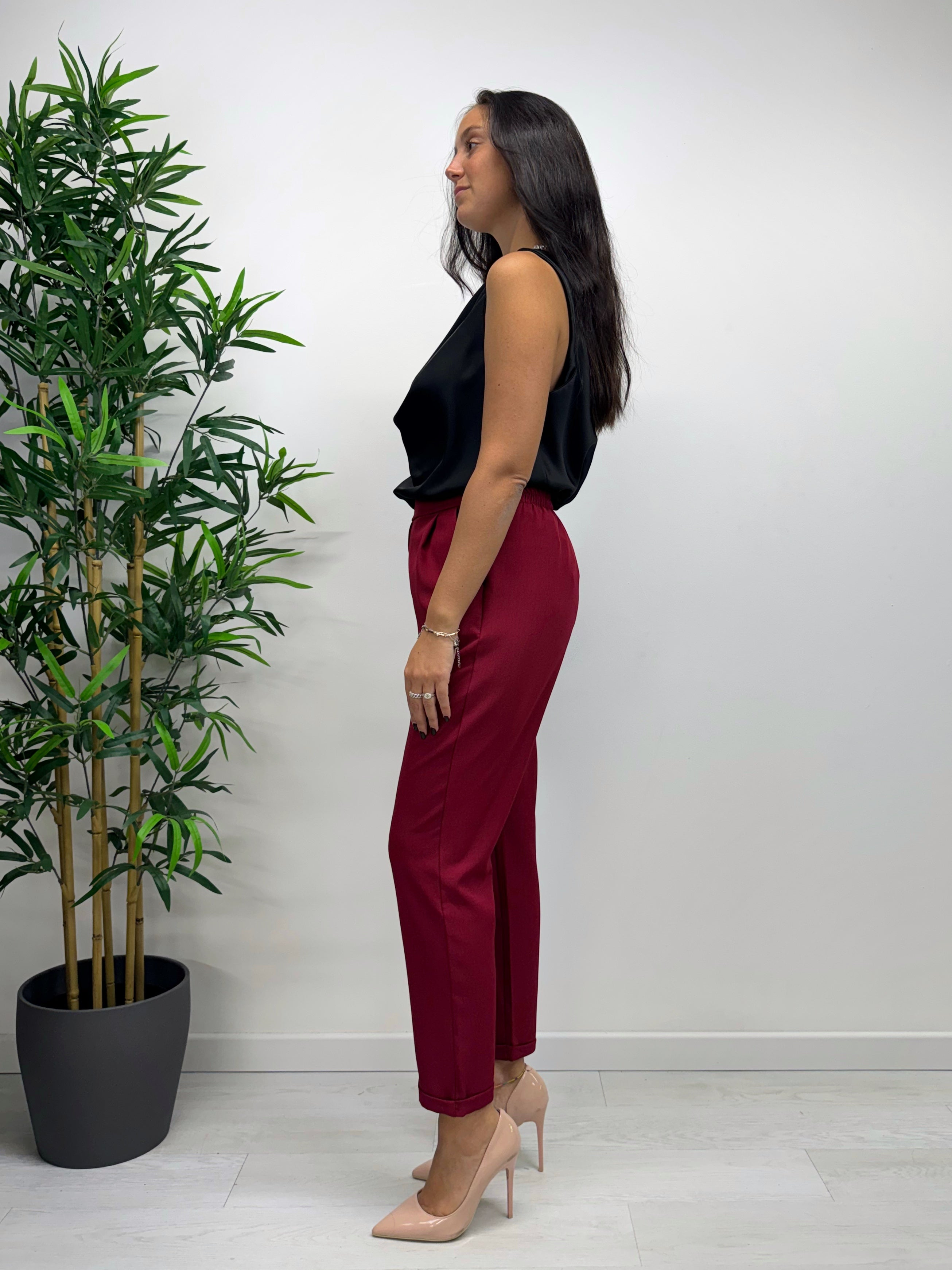 Pantaloni MARGARET con elastico fragola