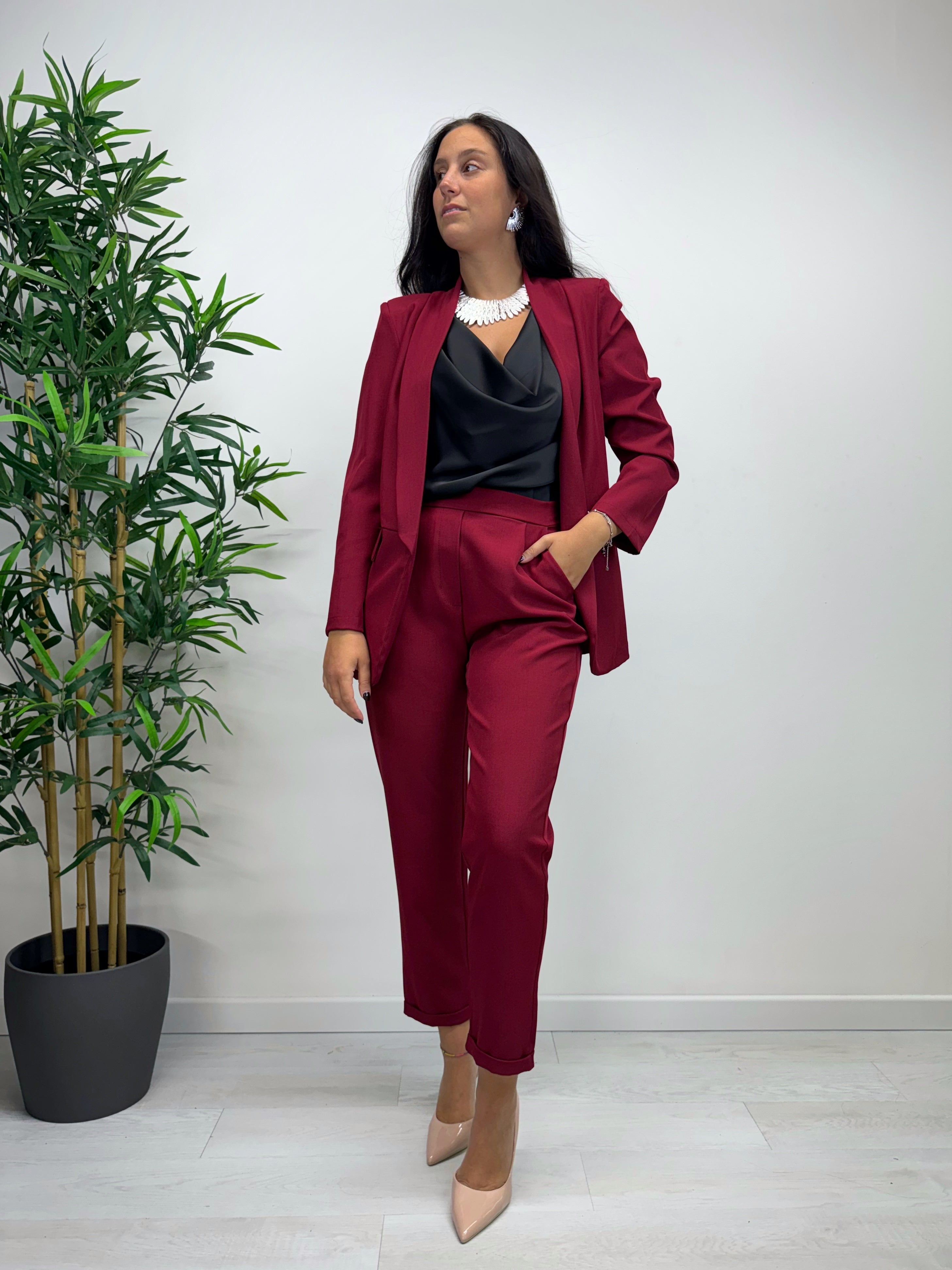 Pantaloni MARGARET con elastico fragola