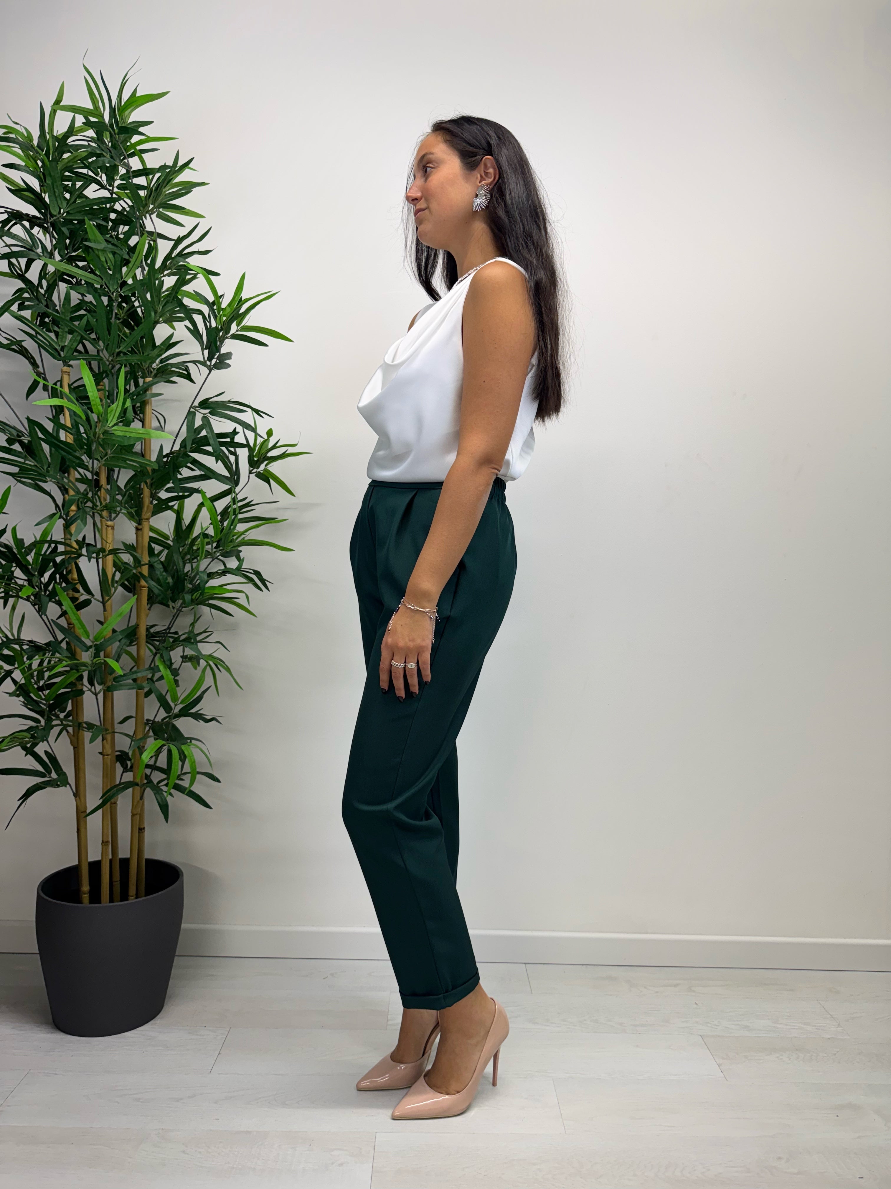Pantaloni MARGARET con elastico verdone