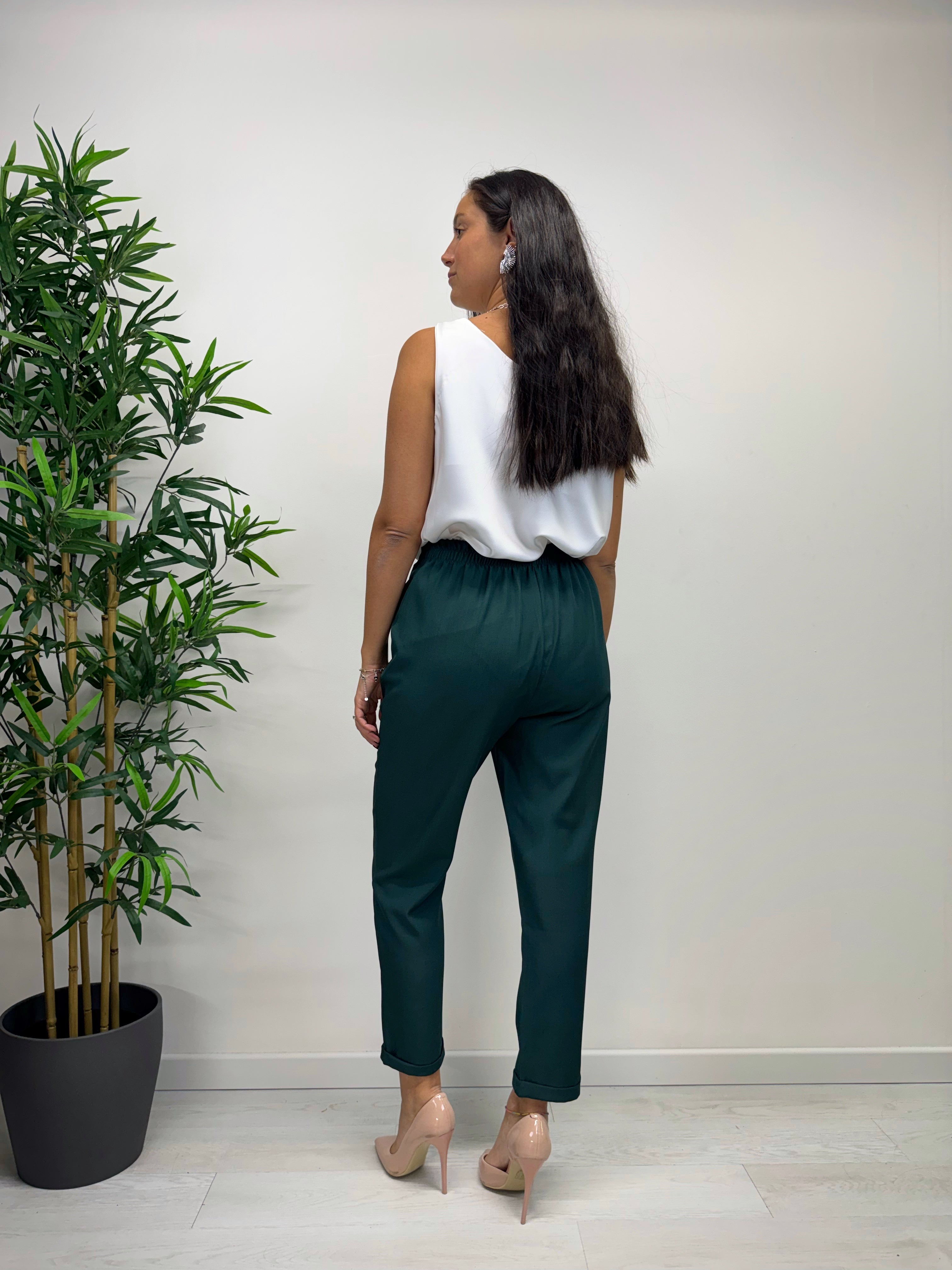 Pantaloni MARGARET con elastico verdone