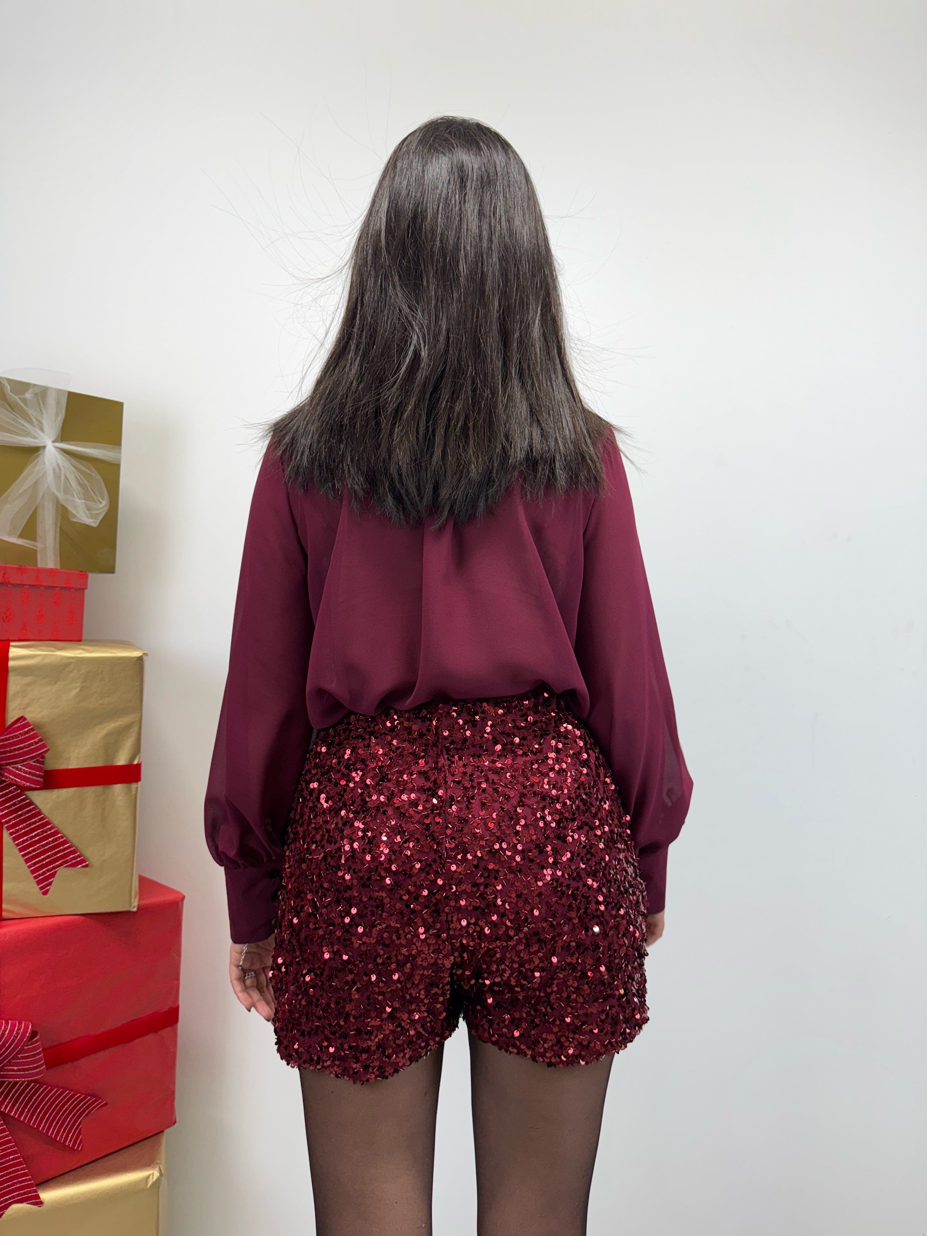 Camicia con fiocchetti vino