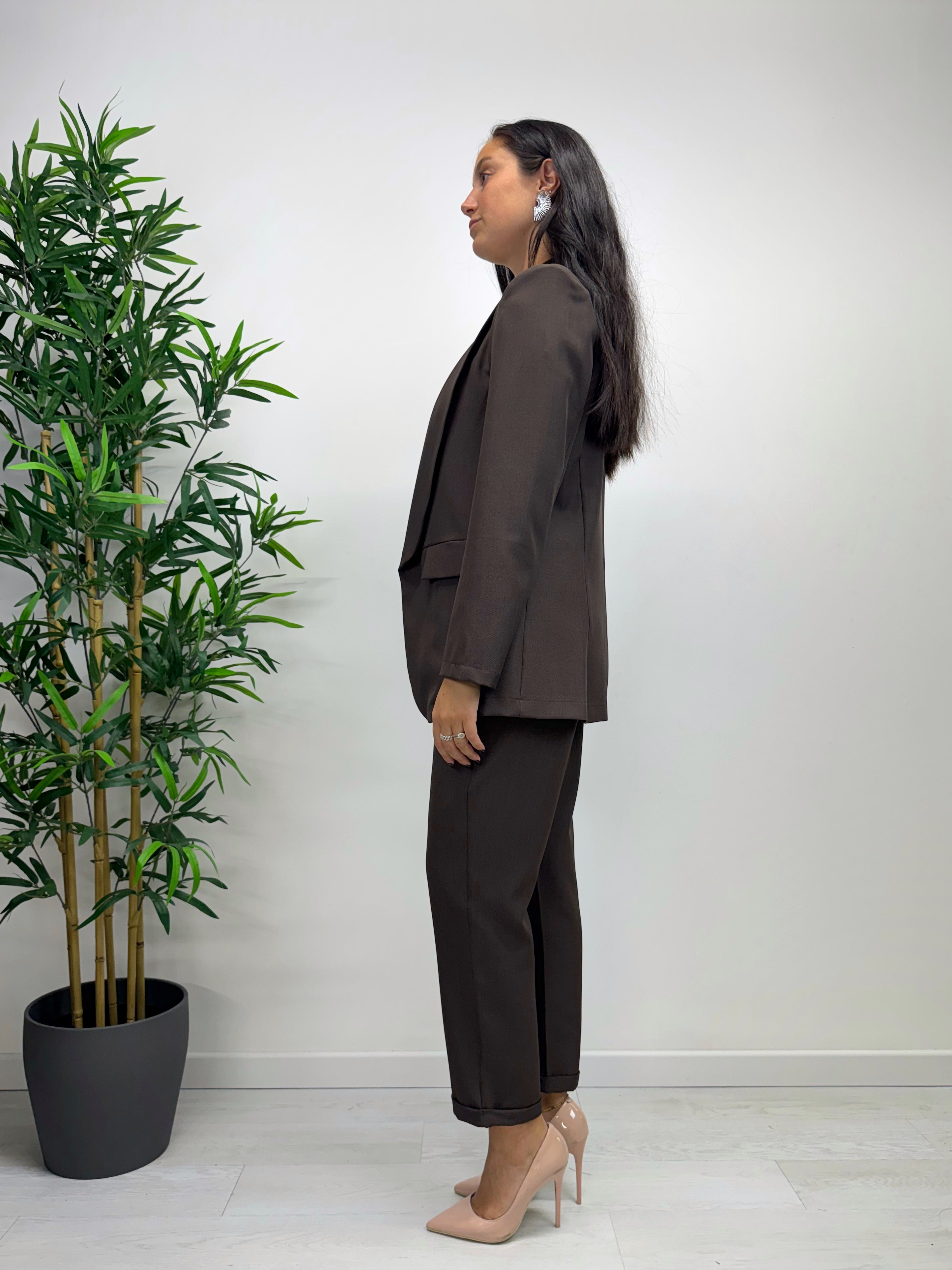 Pantaloni MARGARET con elastico caffè