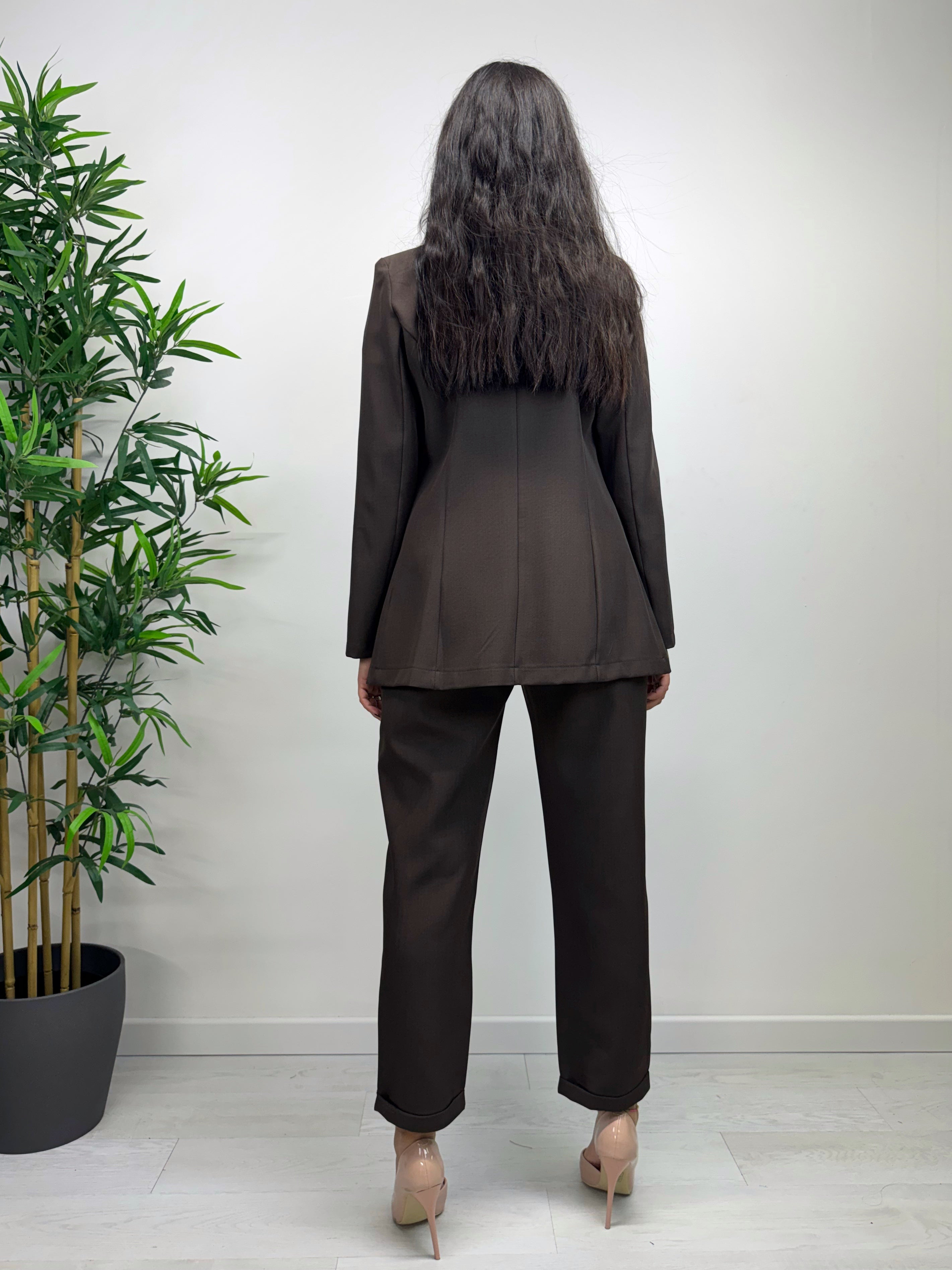 Pantaloni MARGARET con elastico caffè