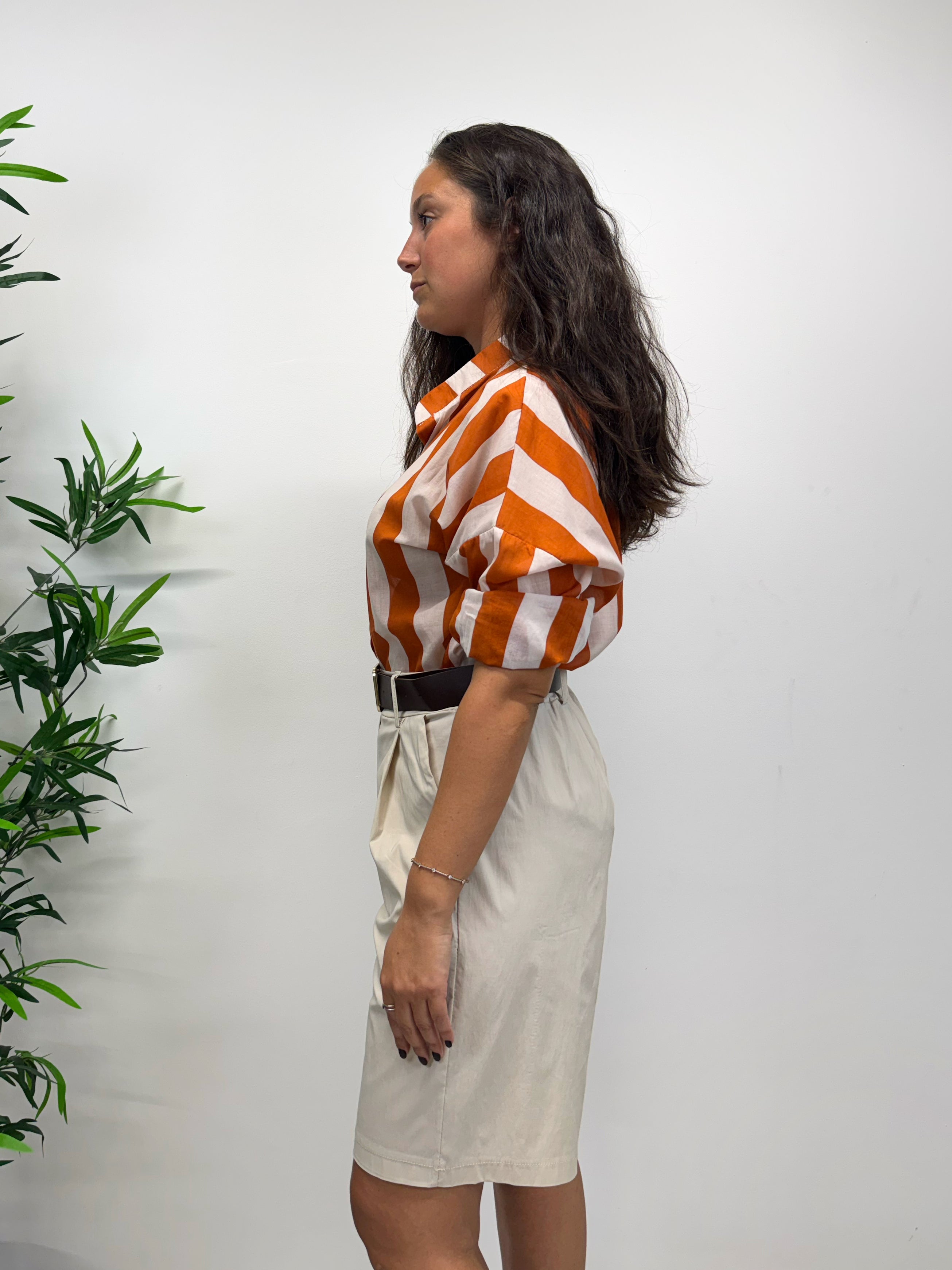Camicia a righe panna e zucca