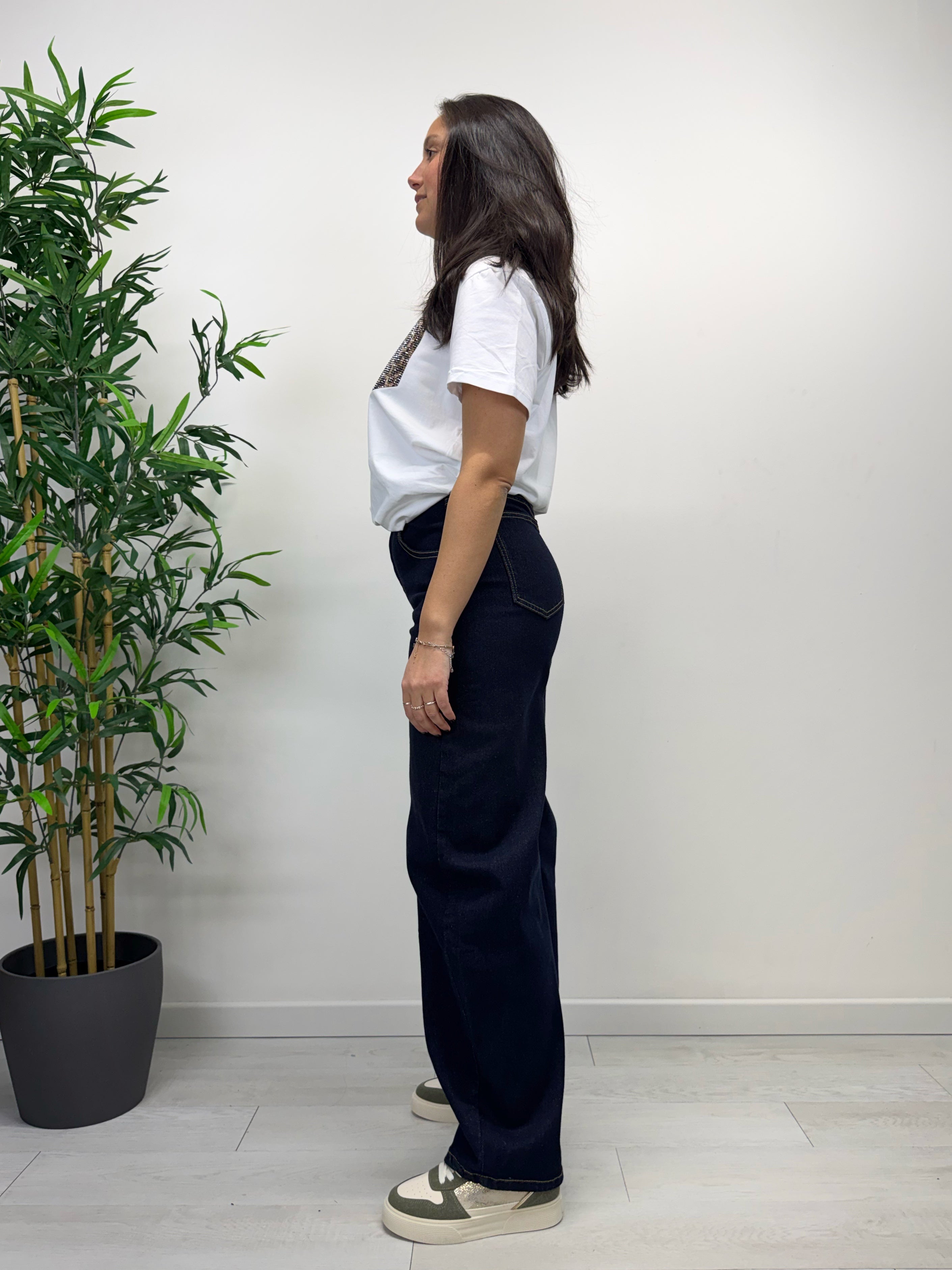 Jeans barrel denim scuro