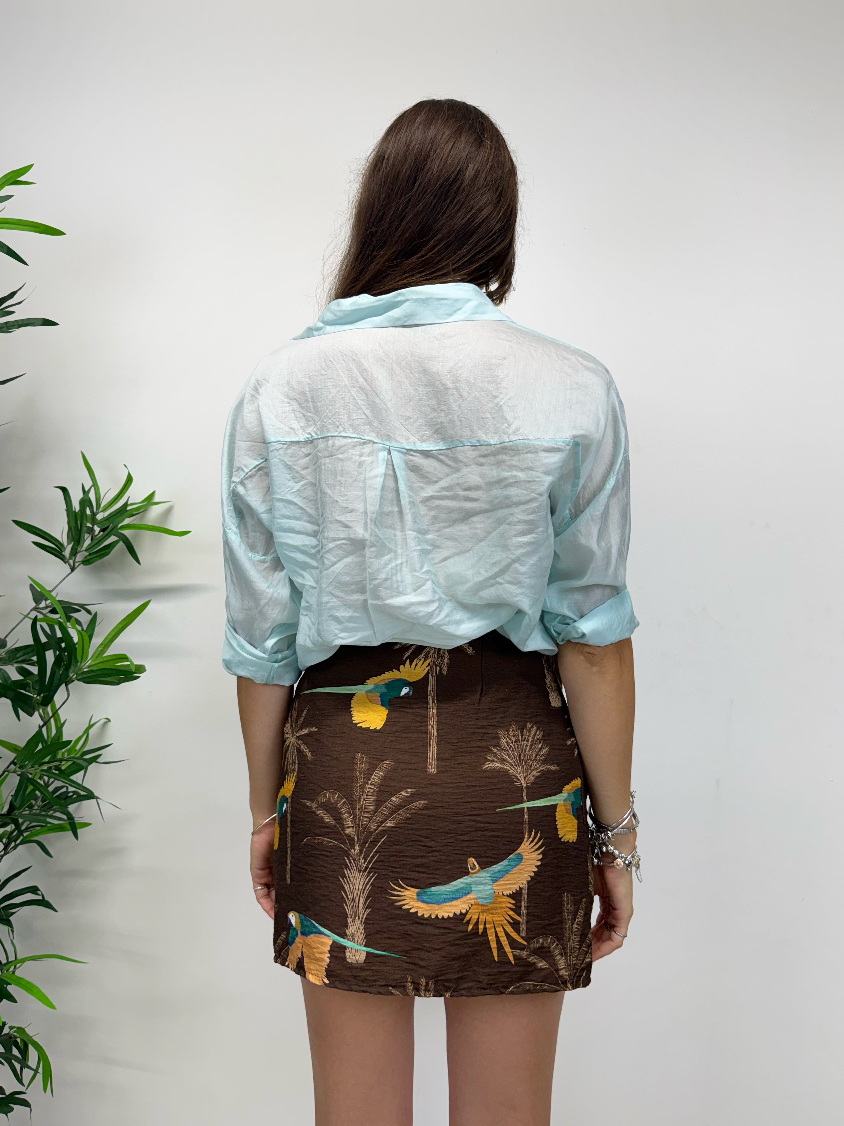 Minigonna a pareo parrot base cioccolato