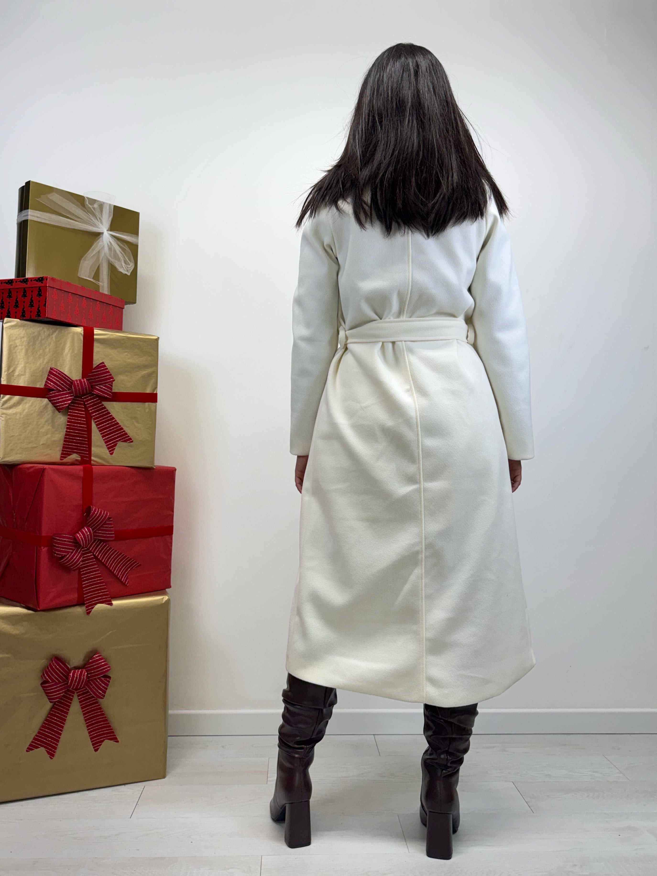 Cappotto con pelo panna