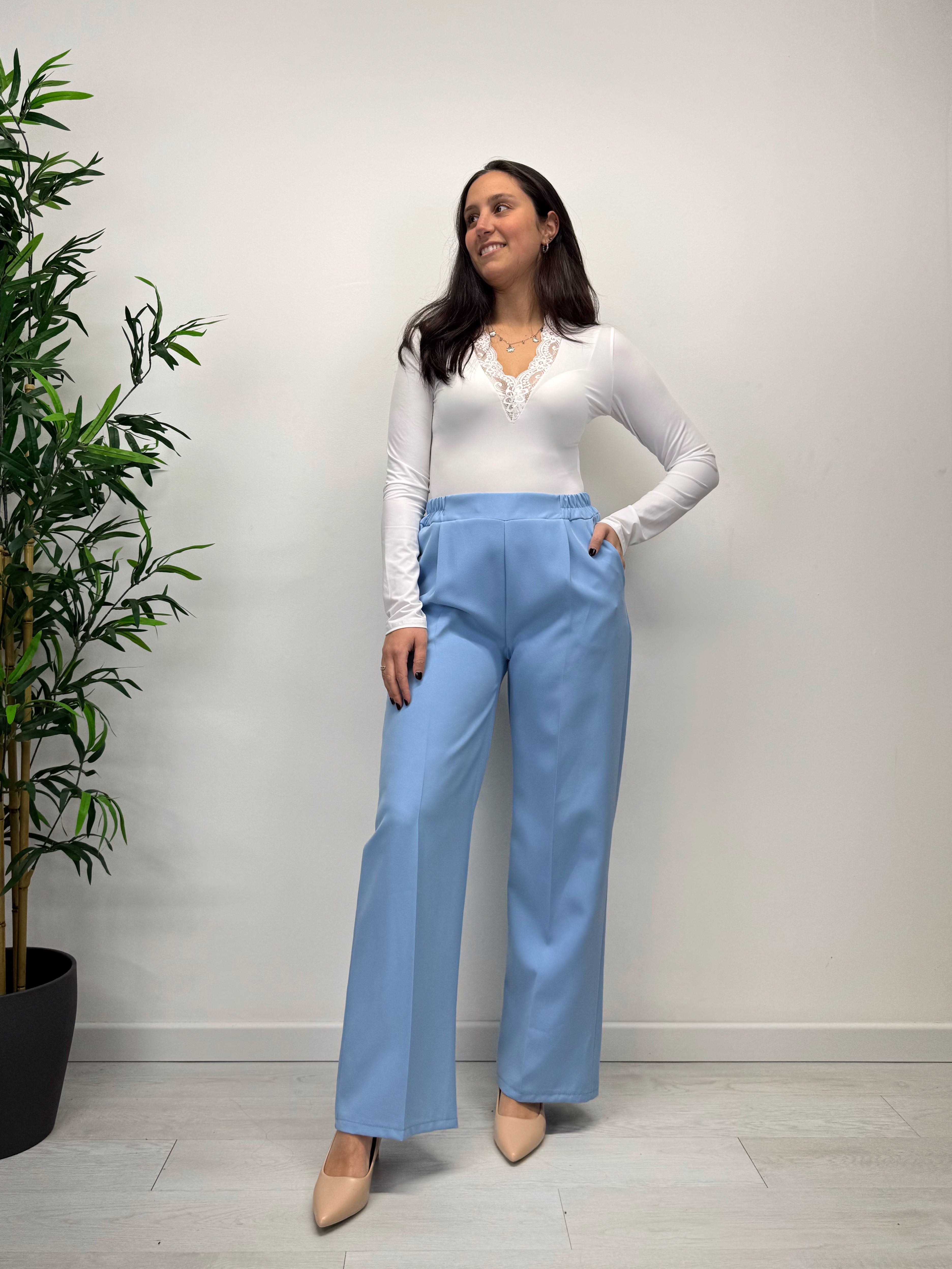 Pantaloni a palazzo DORA celeste