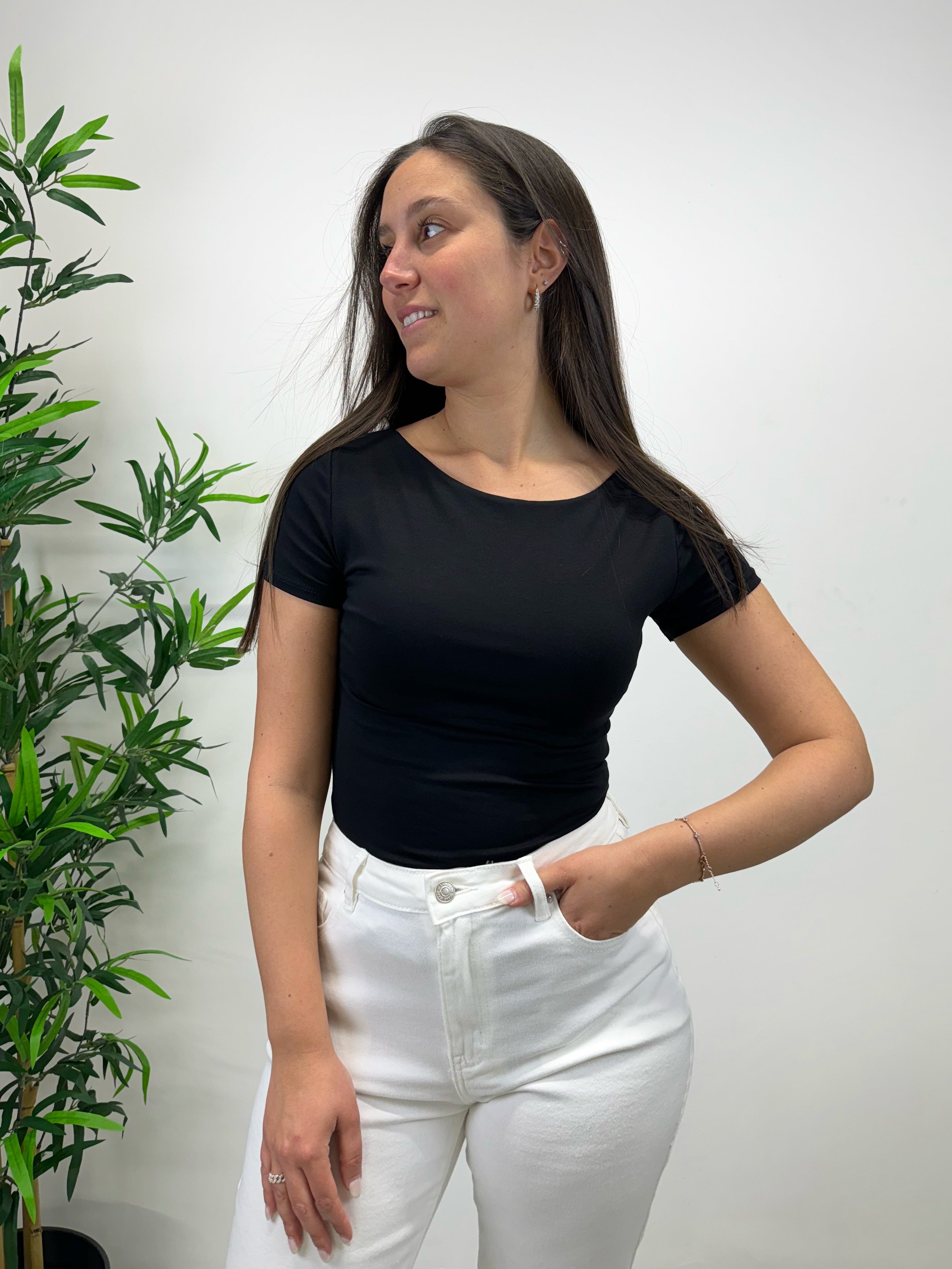 T-shirt scollo tondo +colori