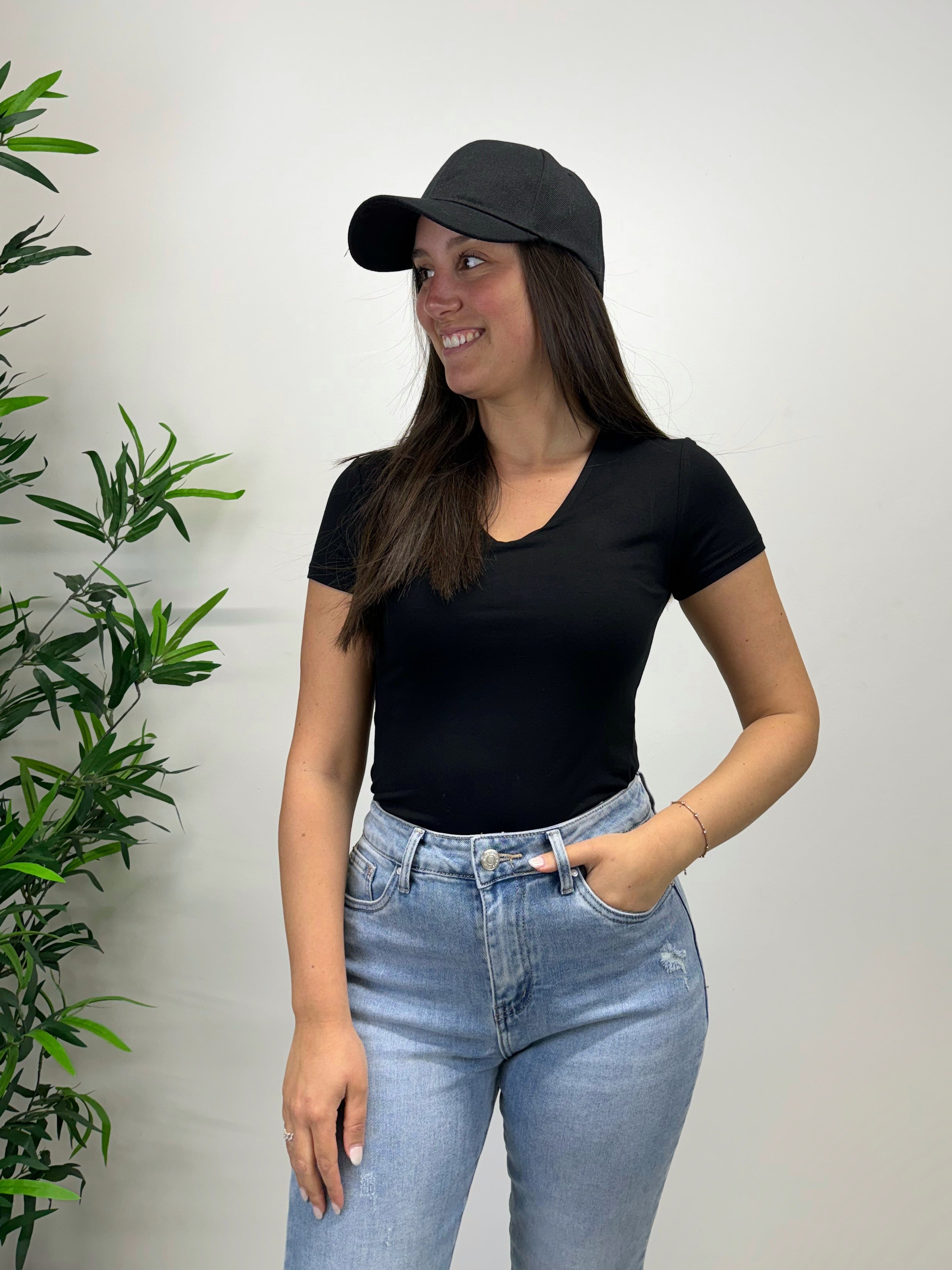 T-shirt scollo a V +colori