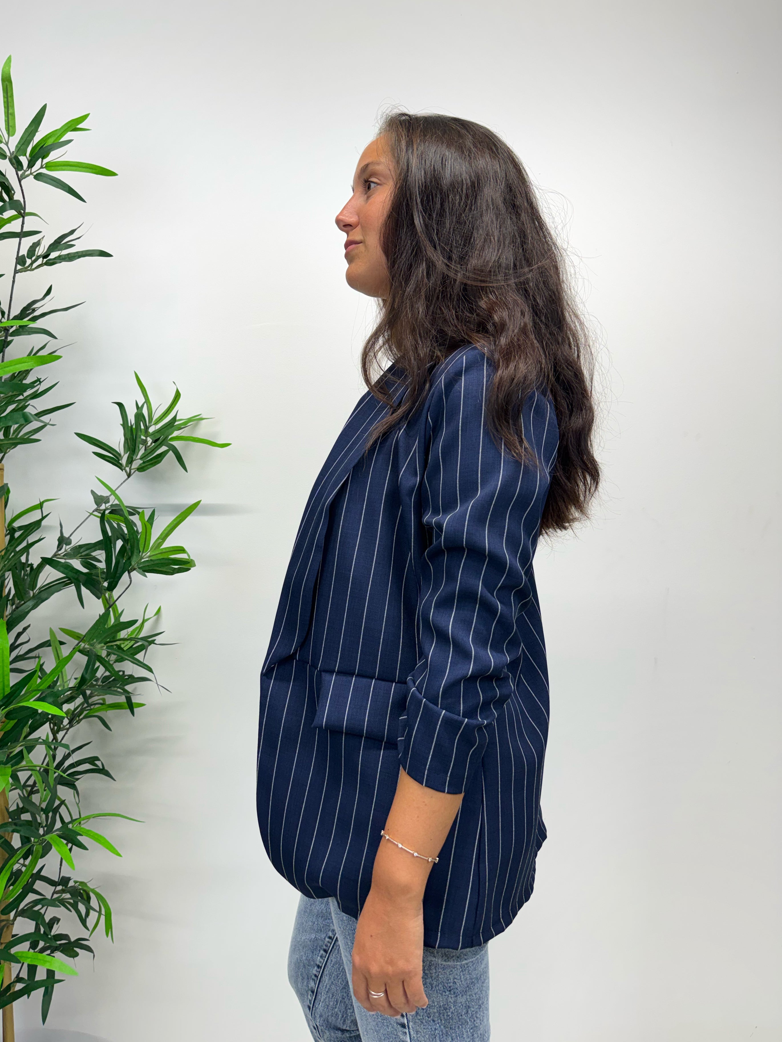 Blazer gessato blu navy