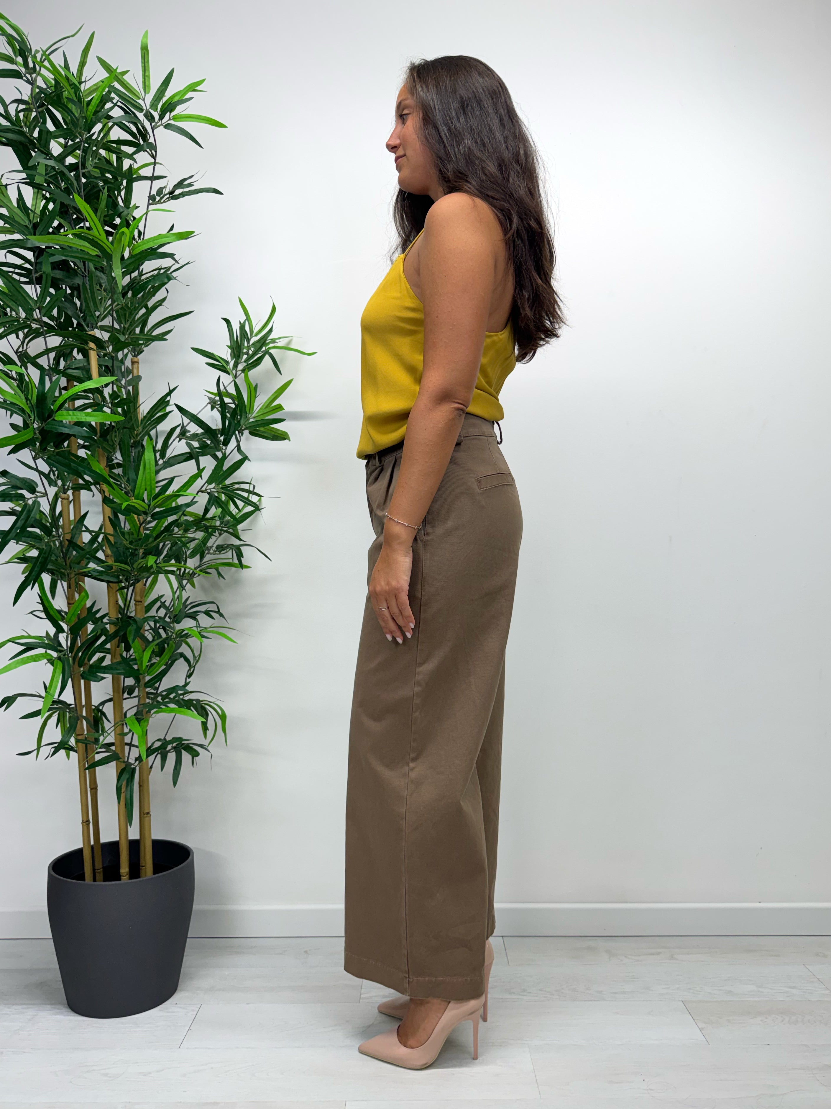 Jeans a palazzo cropped tabacco
