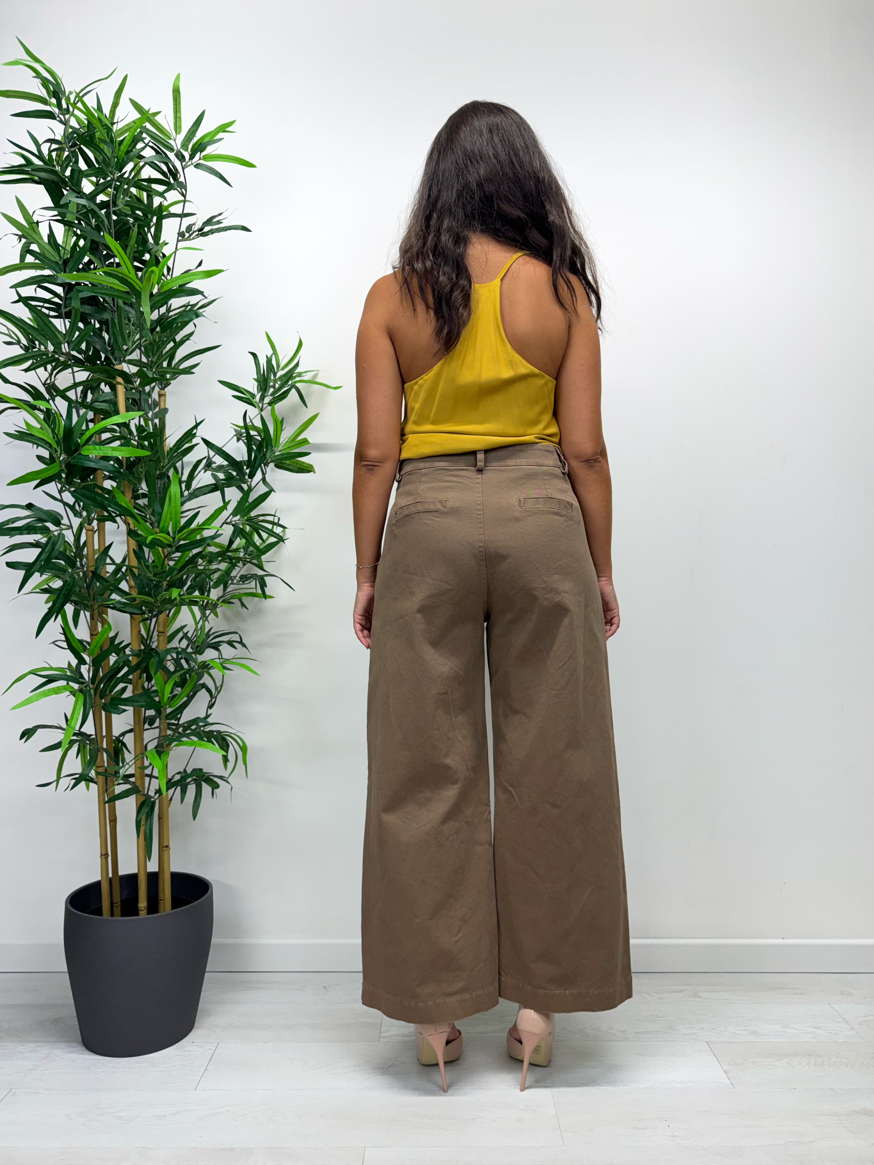 Jeans a palazzo cropped tabacco