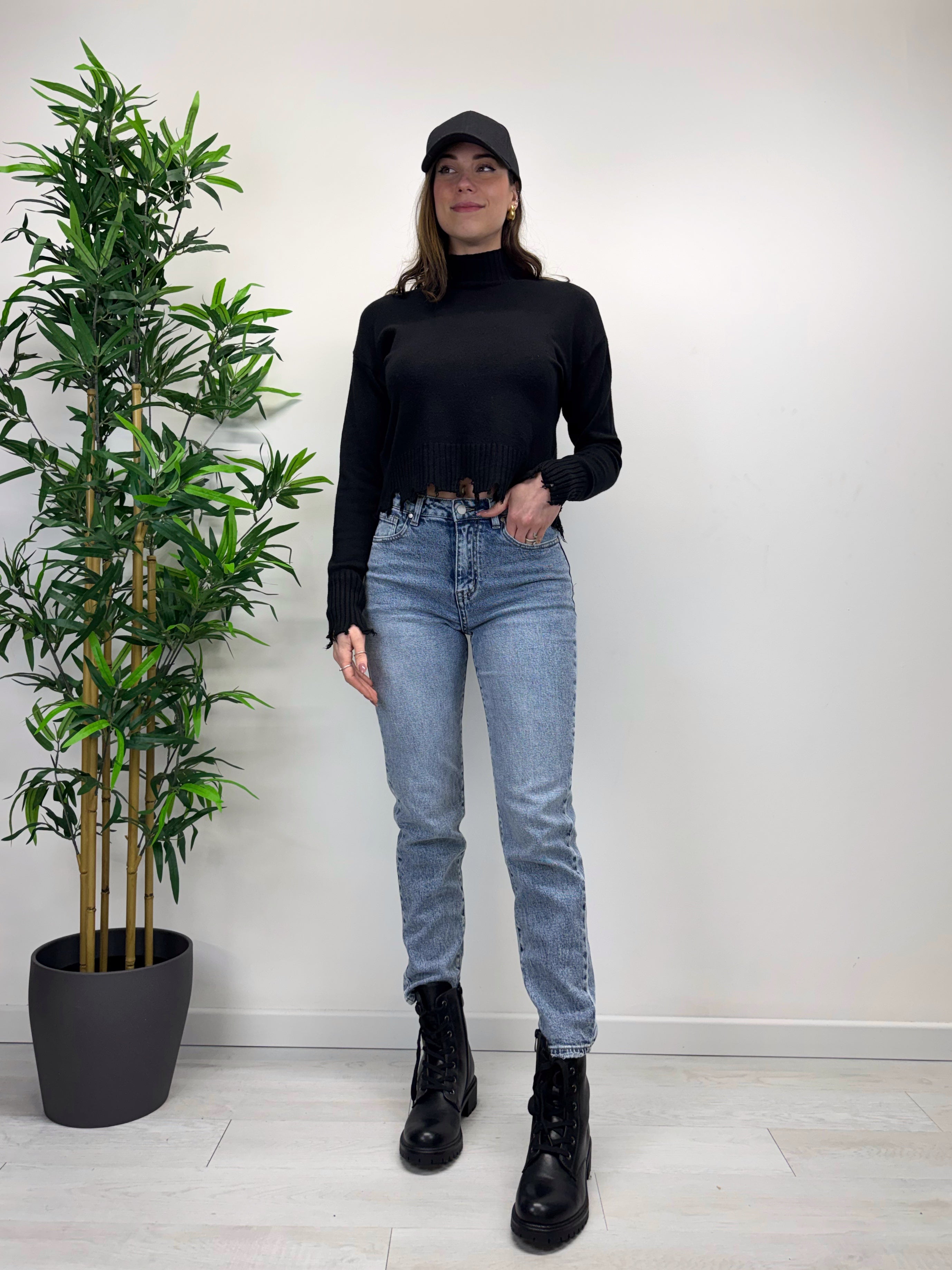 Jeans momfit lavaggio medio chiaro