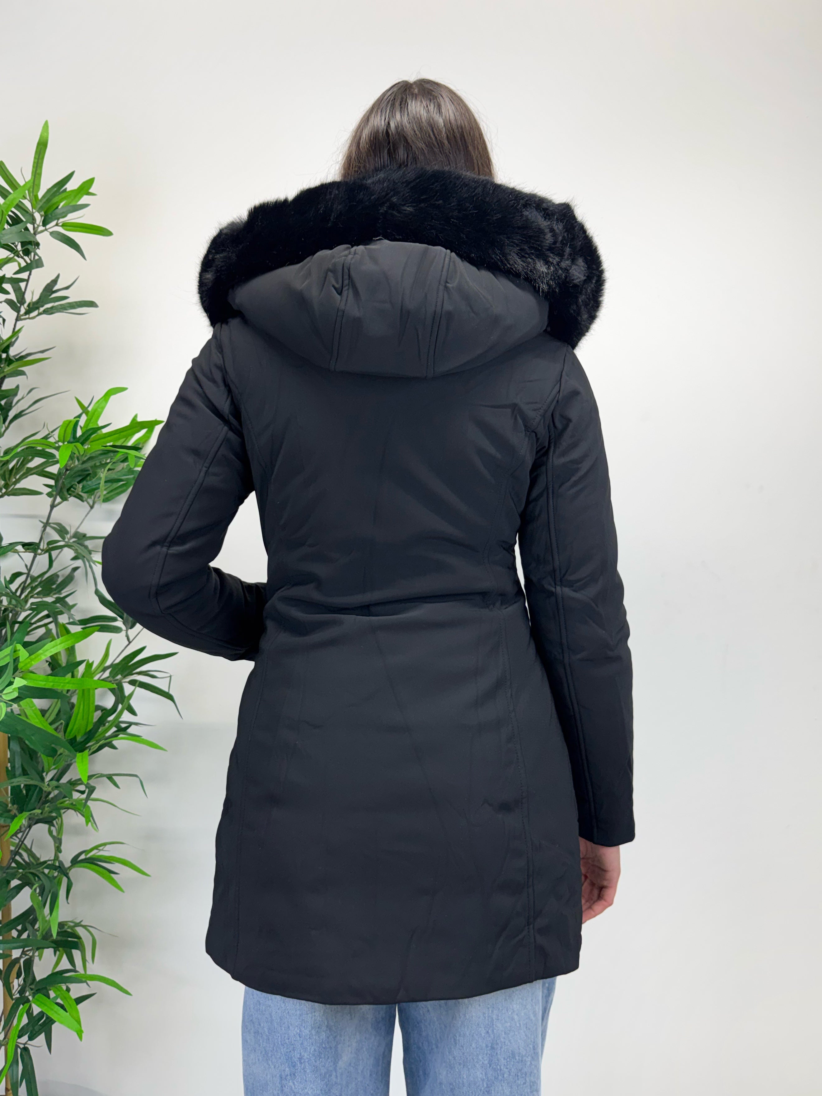 Parka slim fit con pelliccia removibile