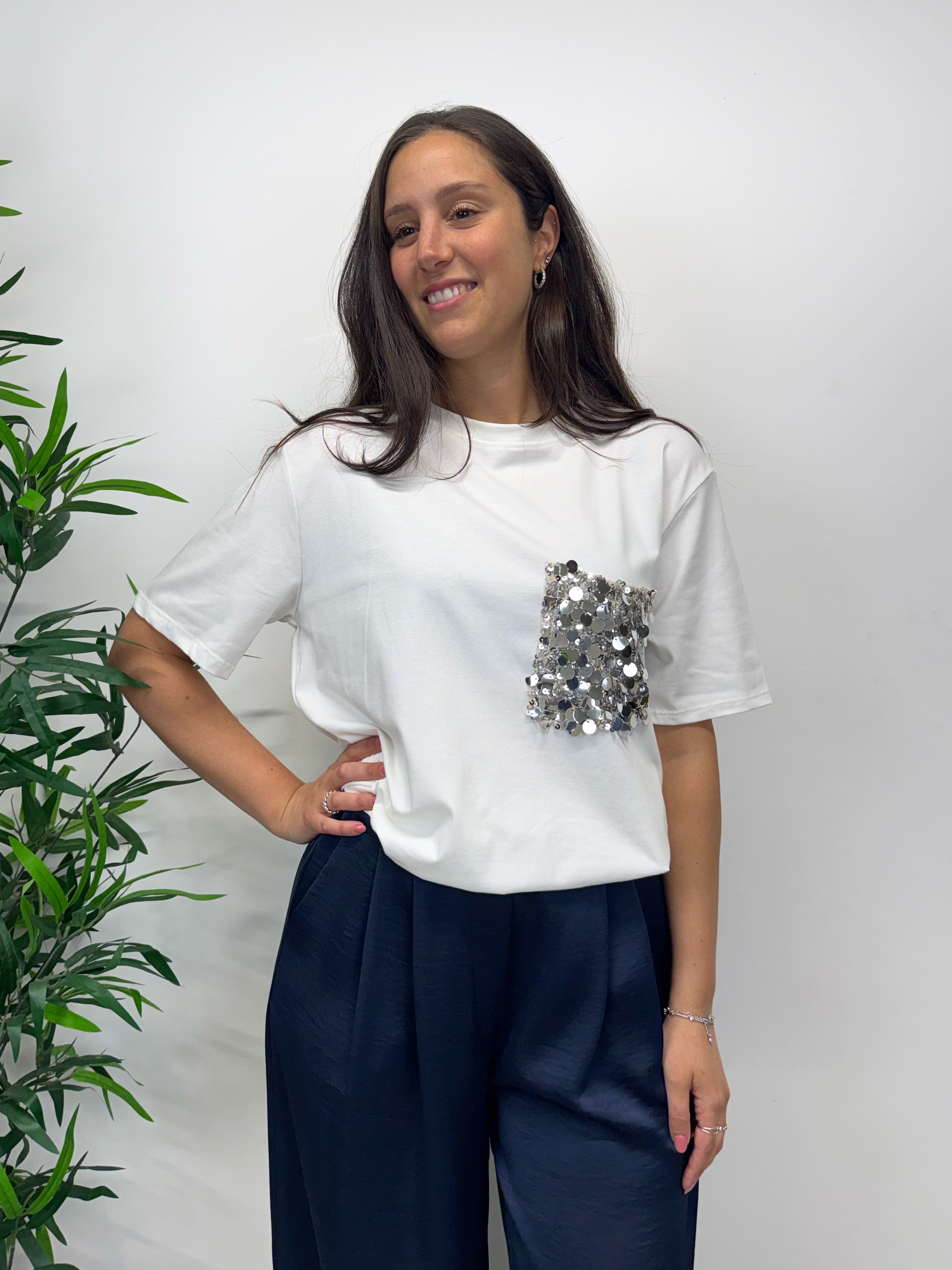 T-shirt taschino paillettes