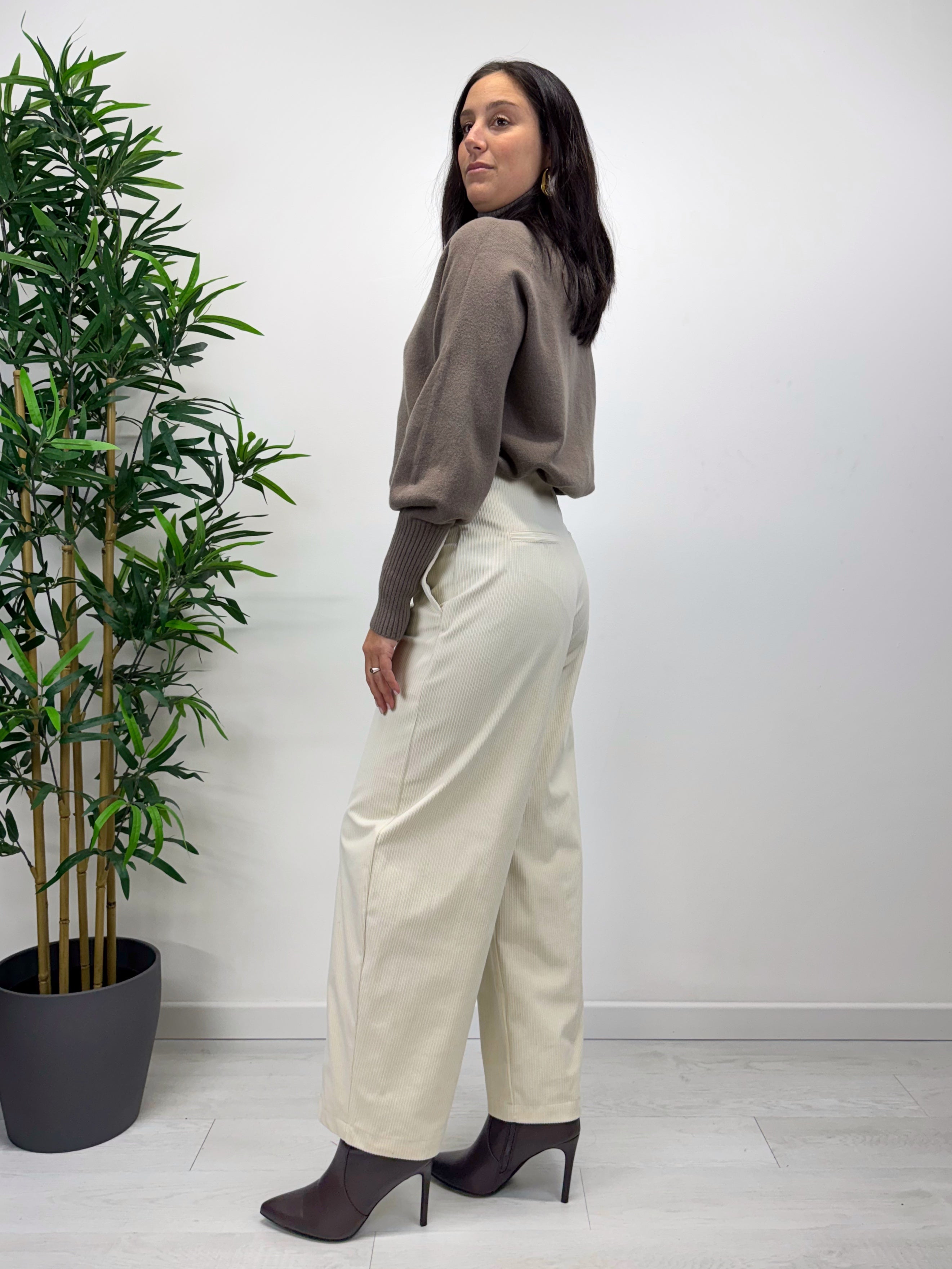 Pantaloni balloon crema