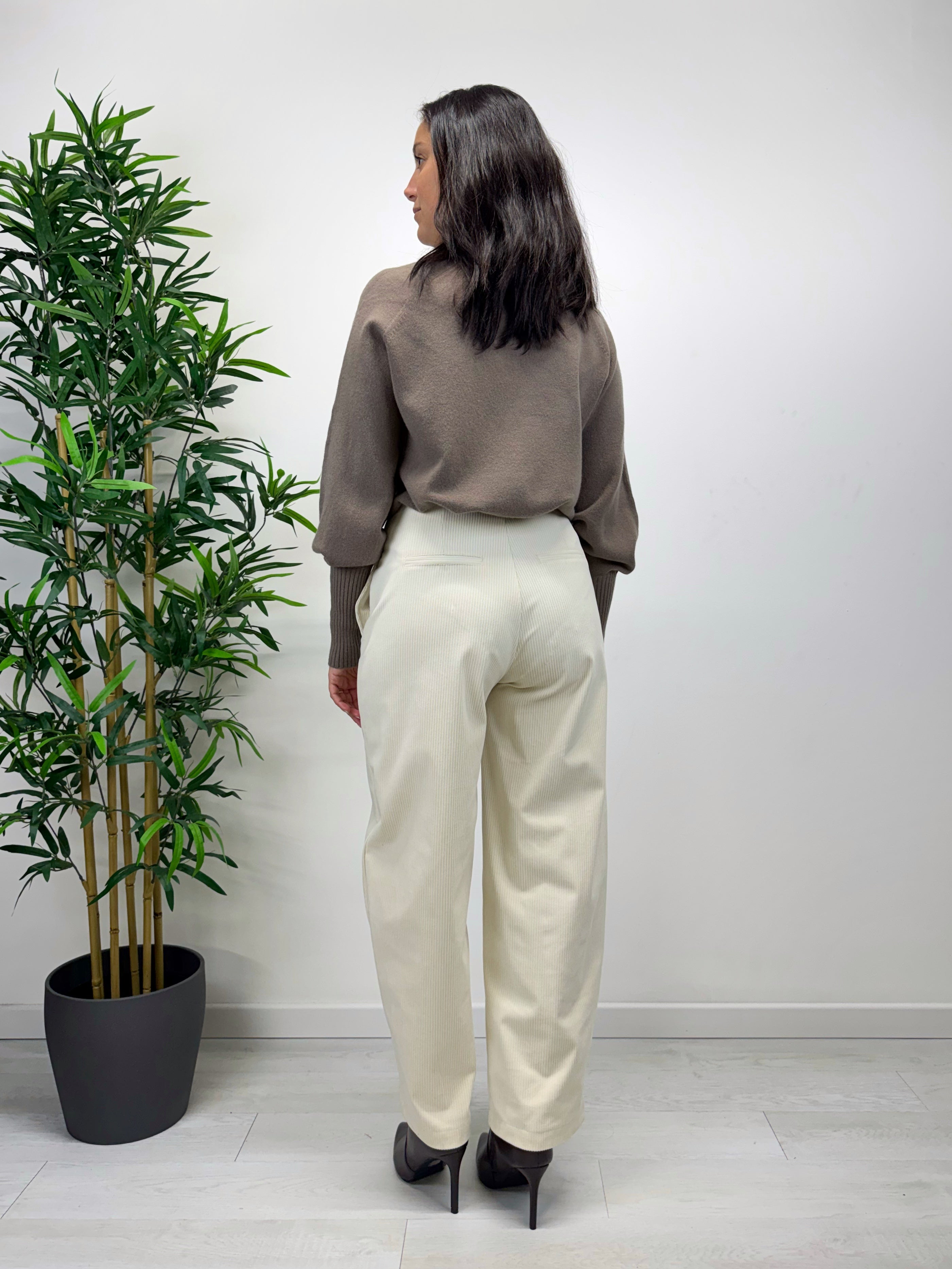 Pantaloni balloon crema