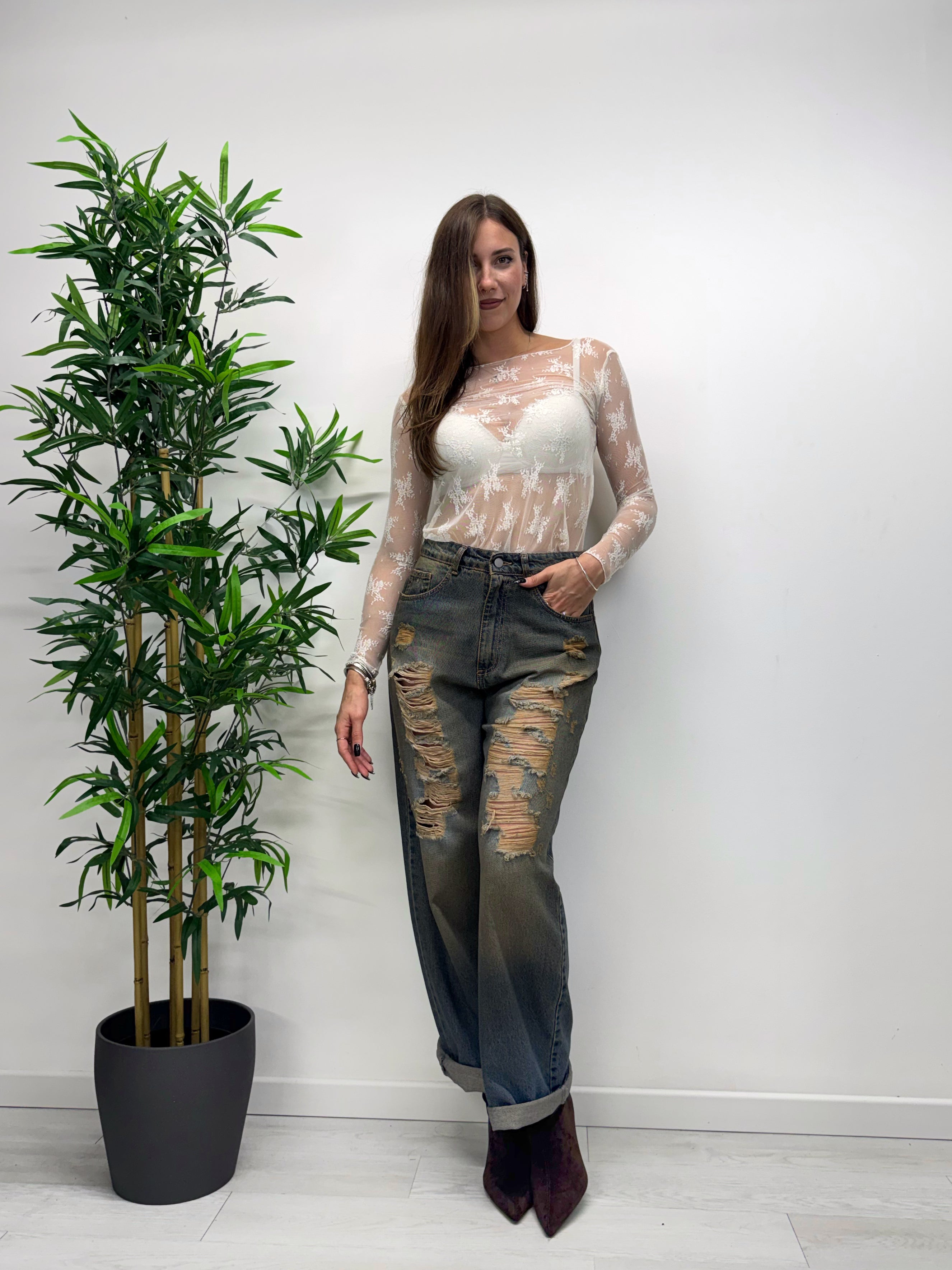 Jeans kikisix sabbiato con rotture the