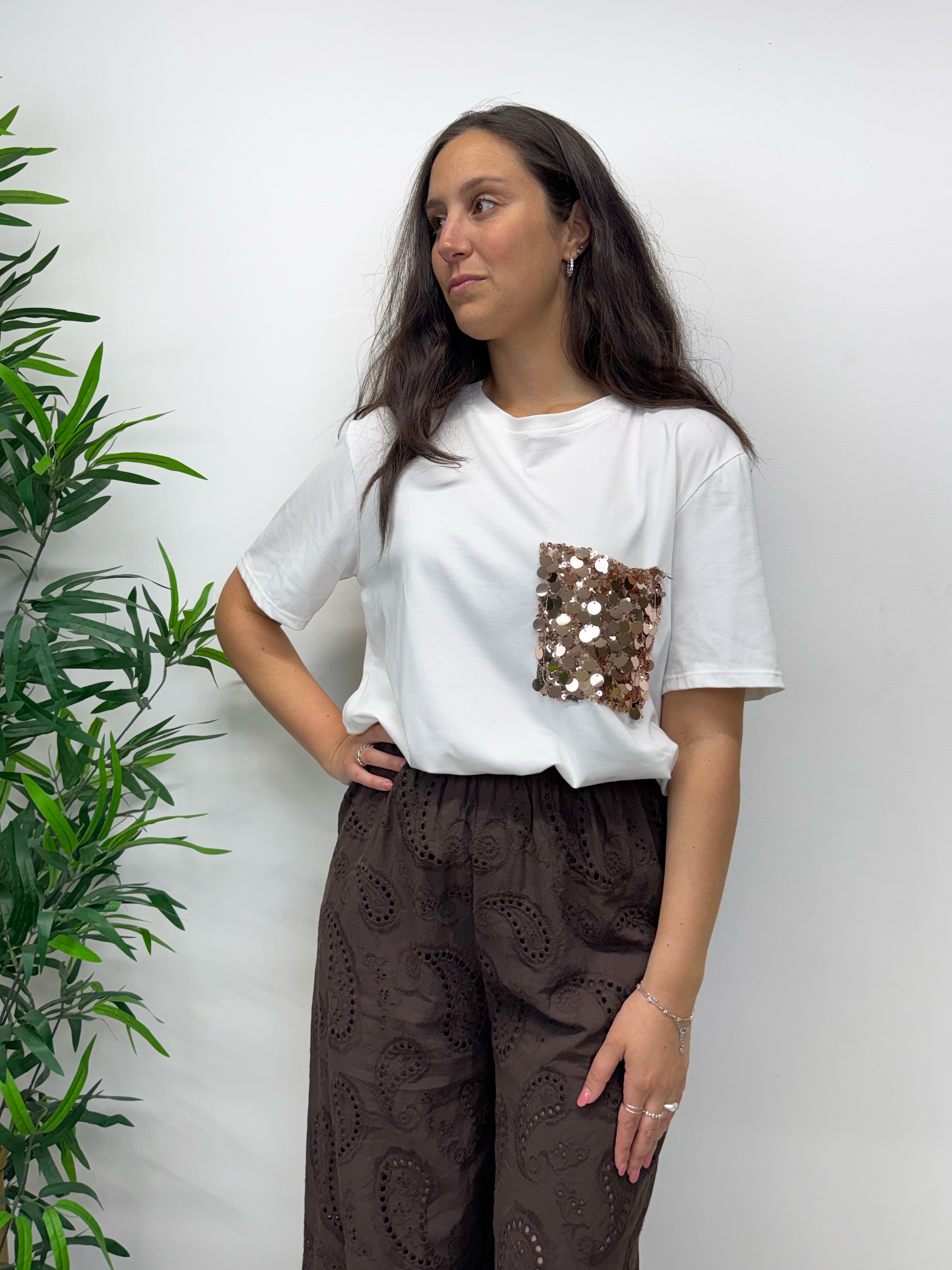 T-shirt taschino paillettes +colori