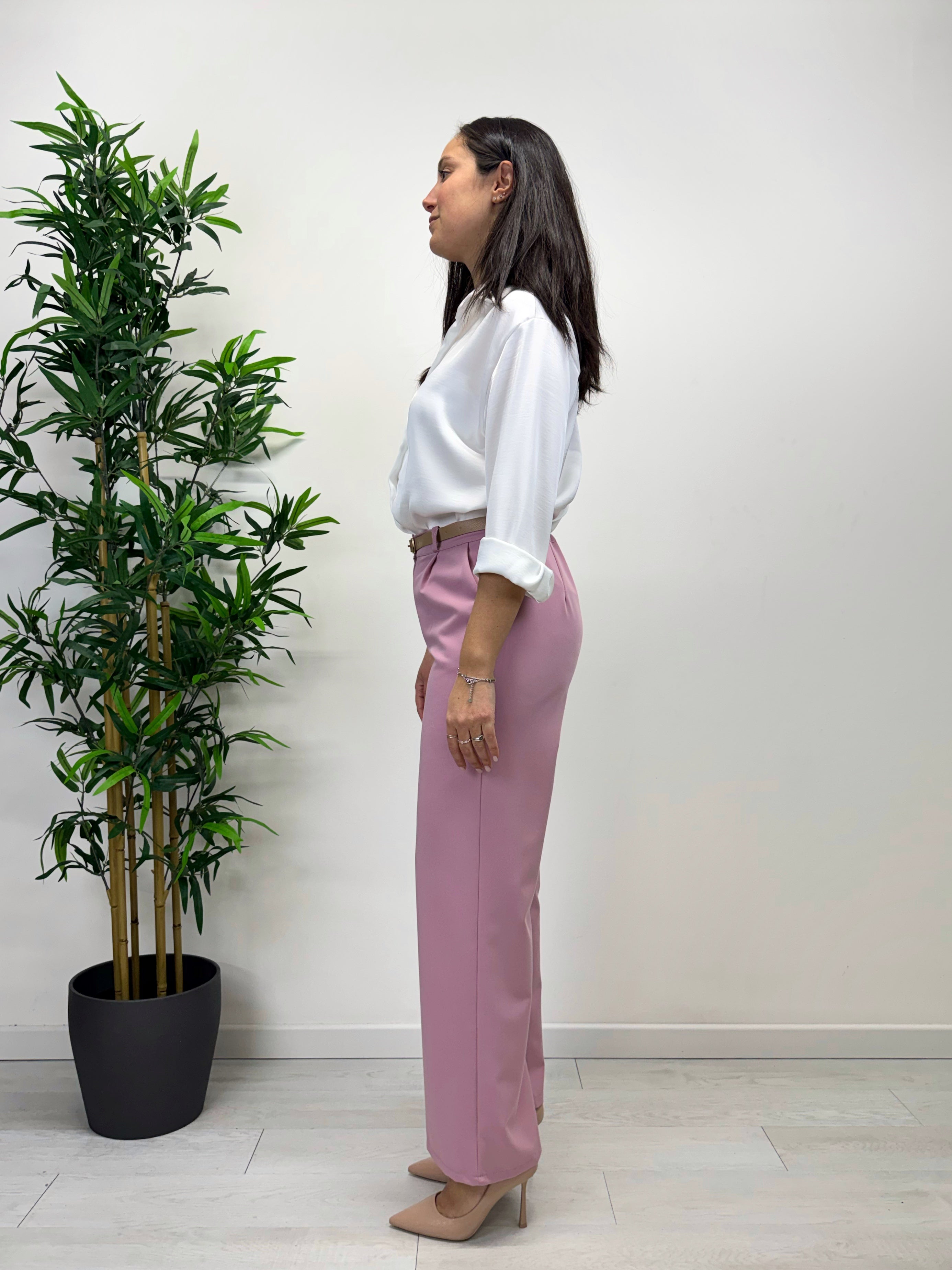 Pantaloni a palazzo malva