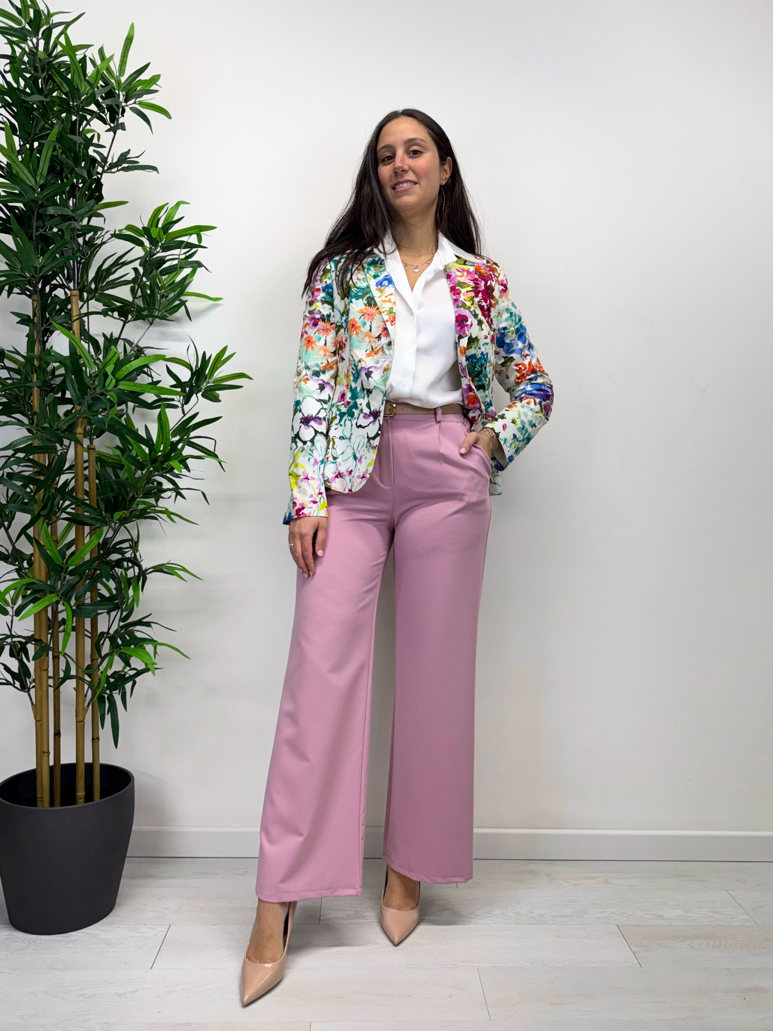 Pantaloni a palazzo malva