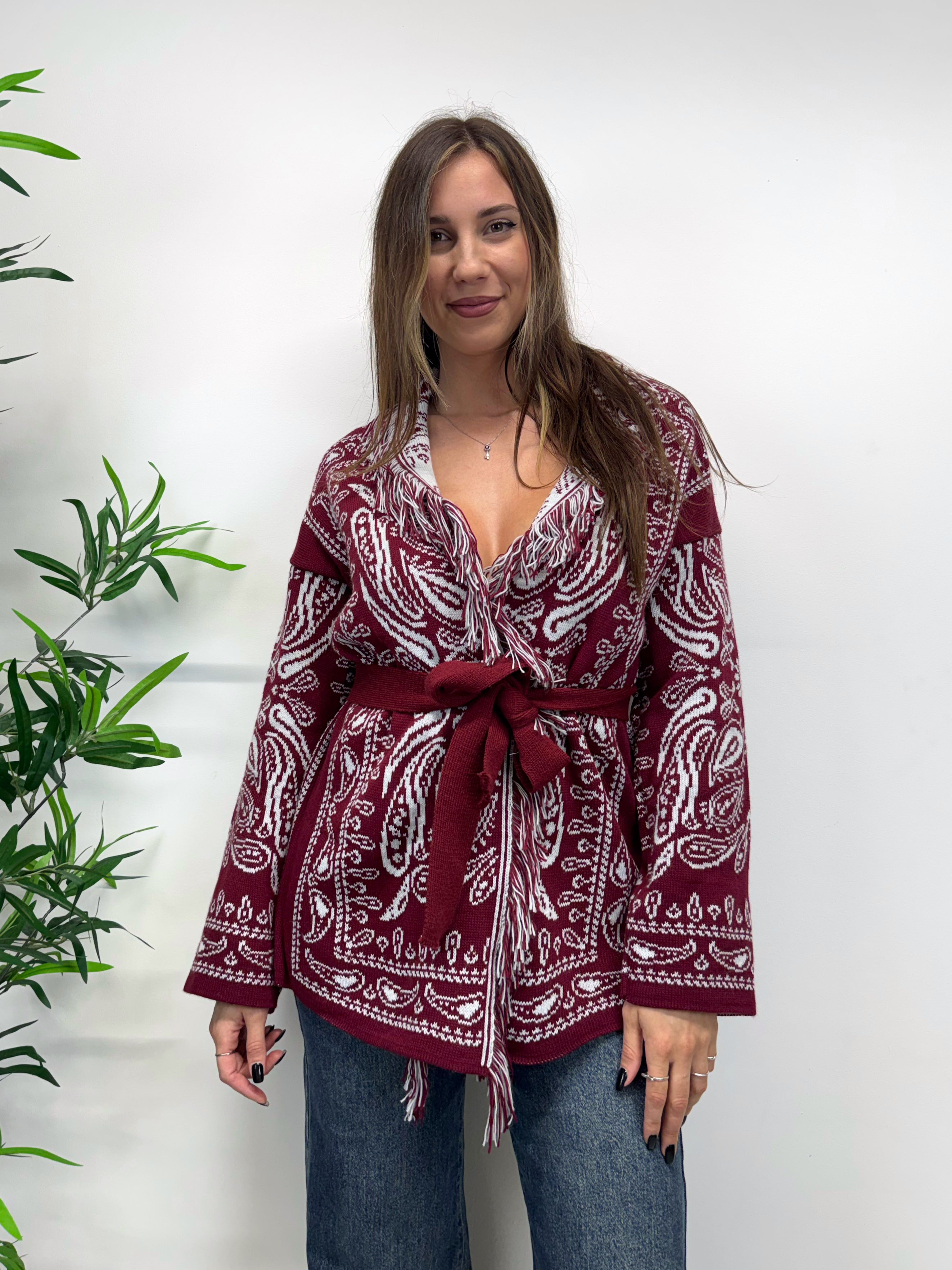Cardigan CHUCKY fragola/bianco