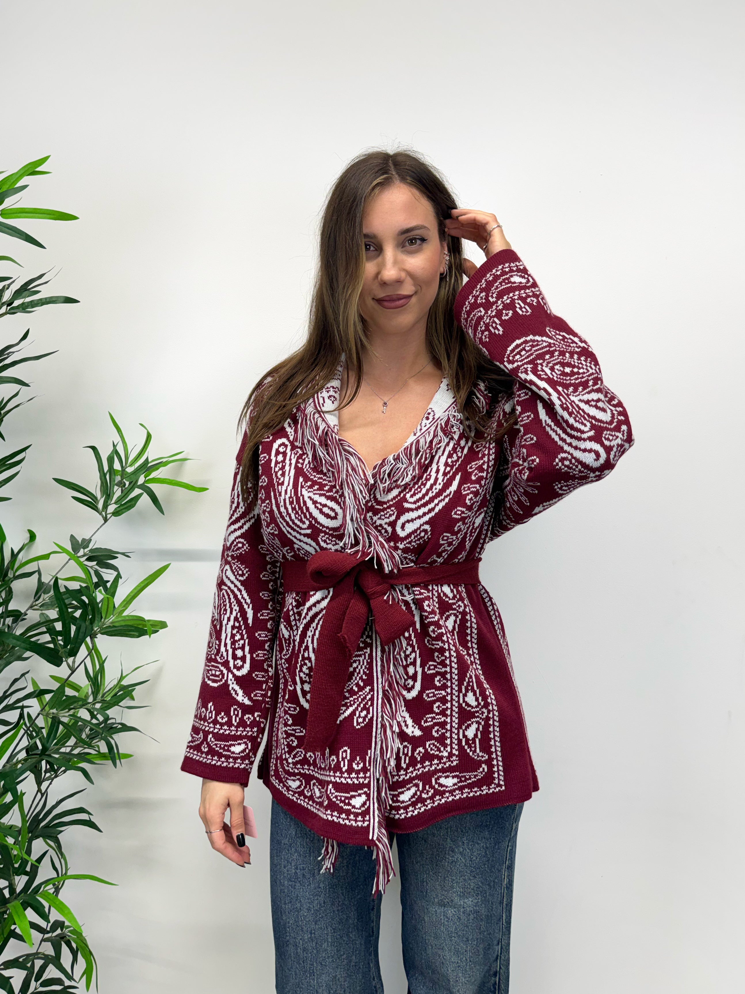 Cardigan CHUCKY fragola/bianco