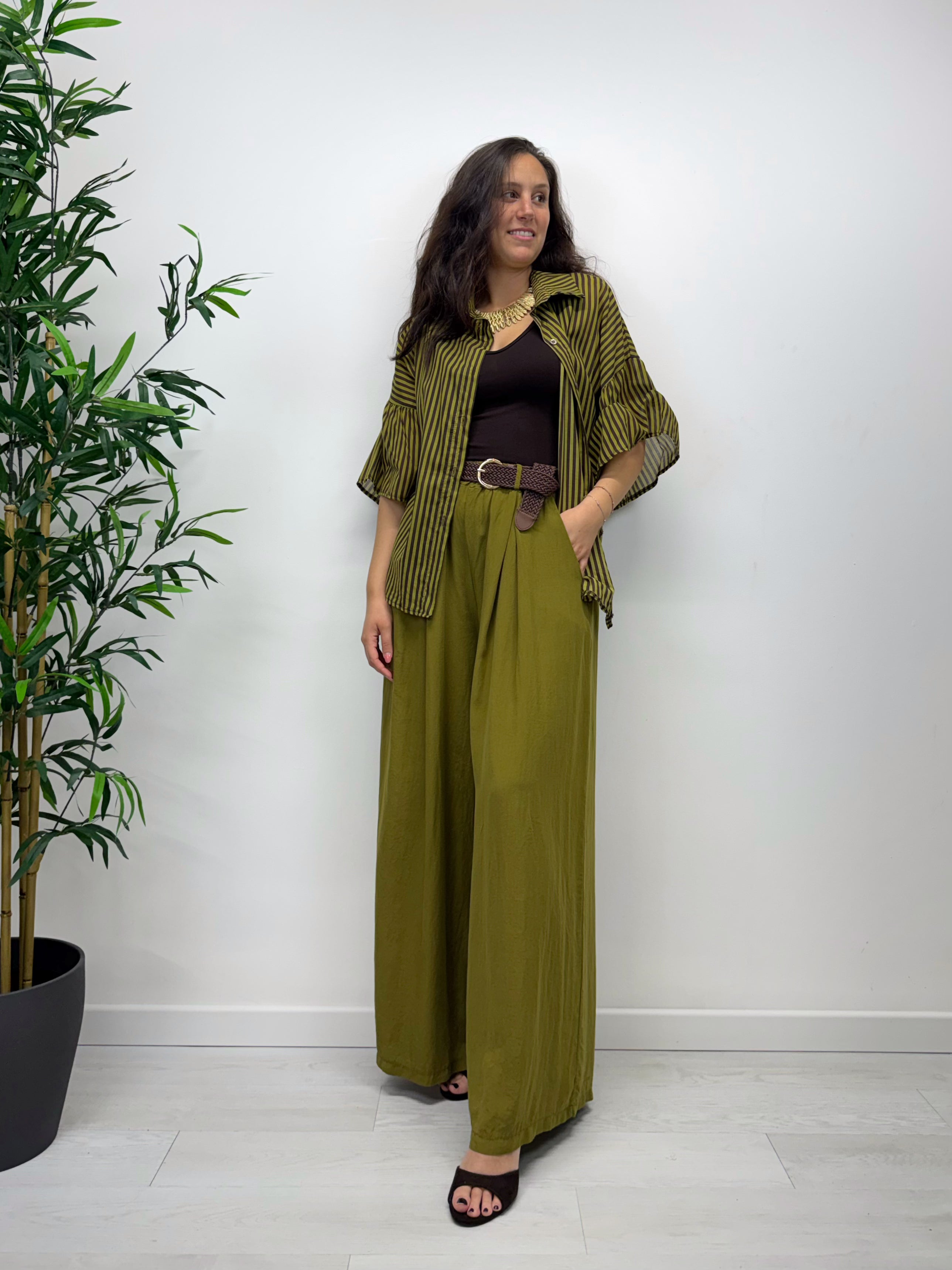Camicia a righe kiwi