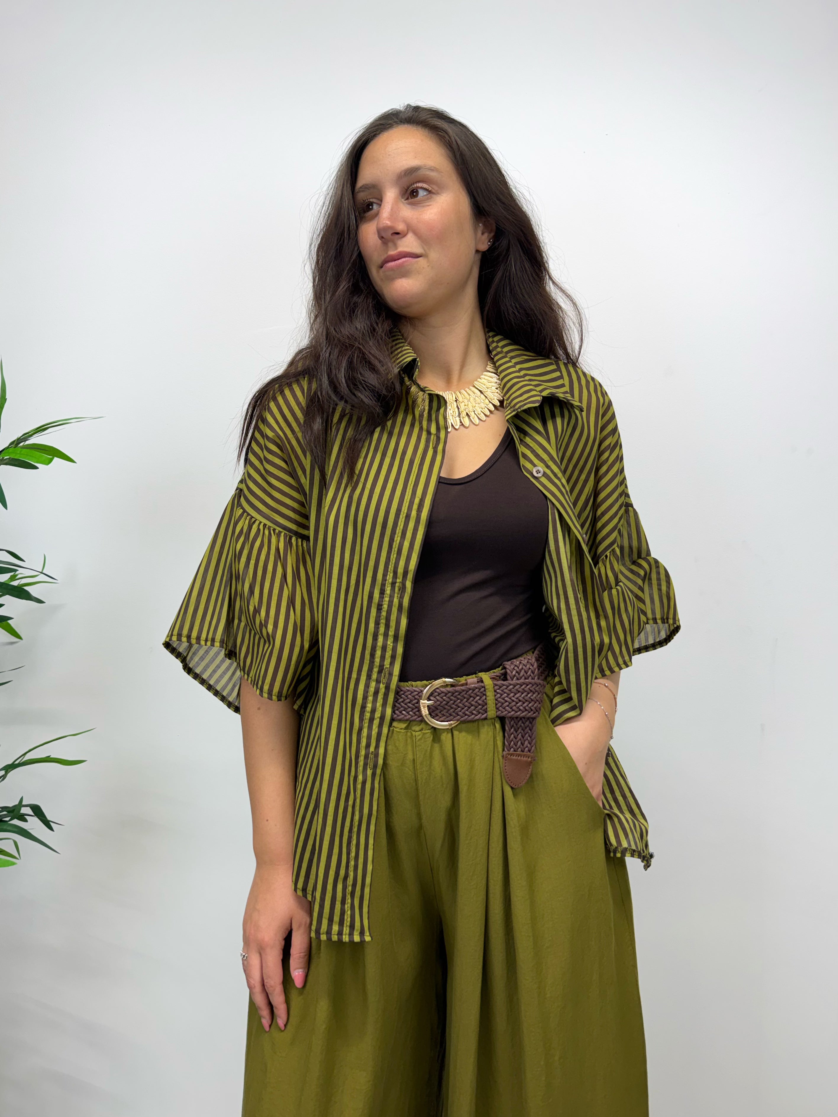 Camicia a righe kiwi