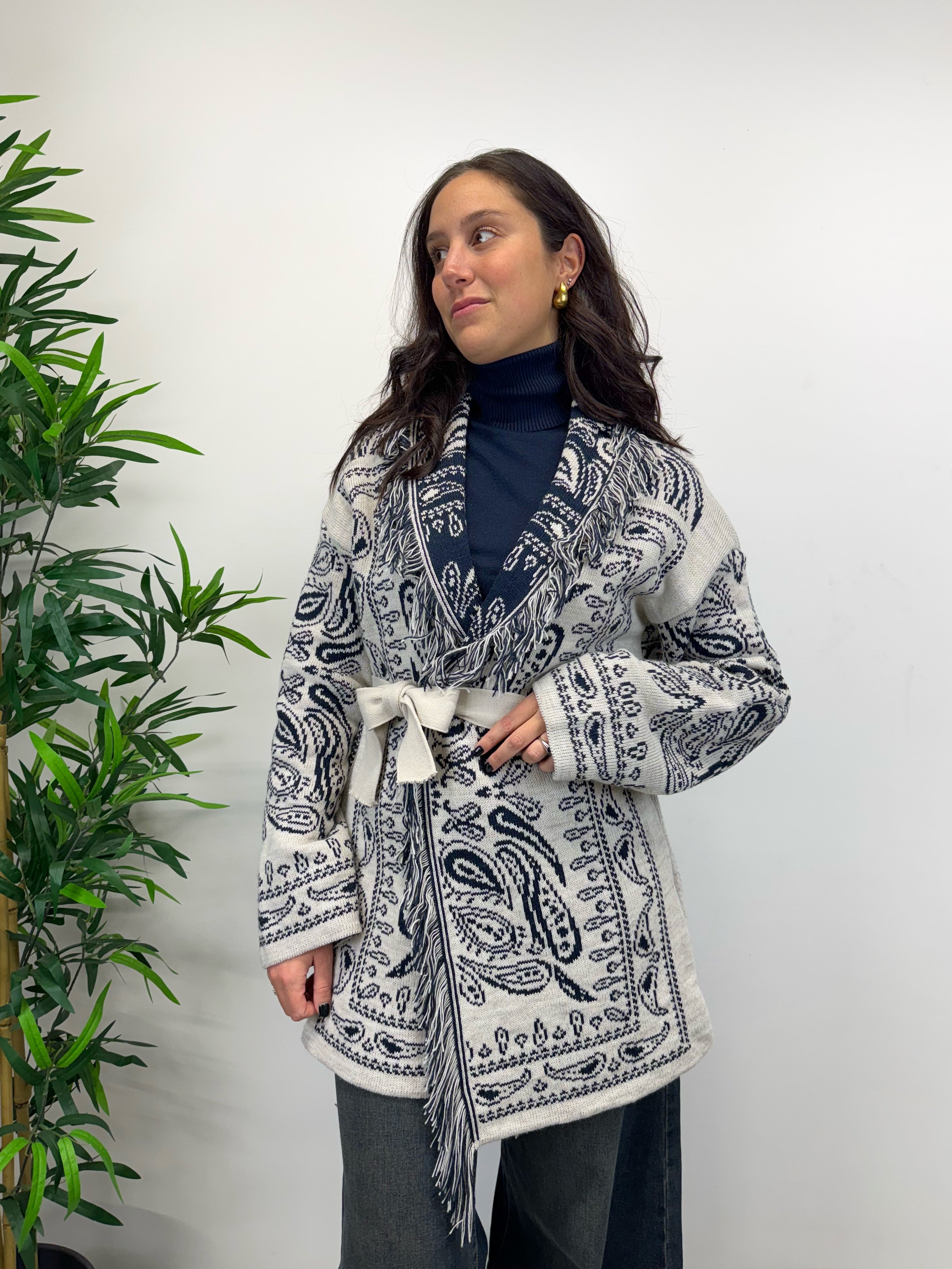 Cardigan CHUCKY bianco e blu