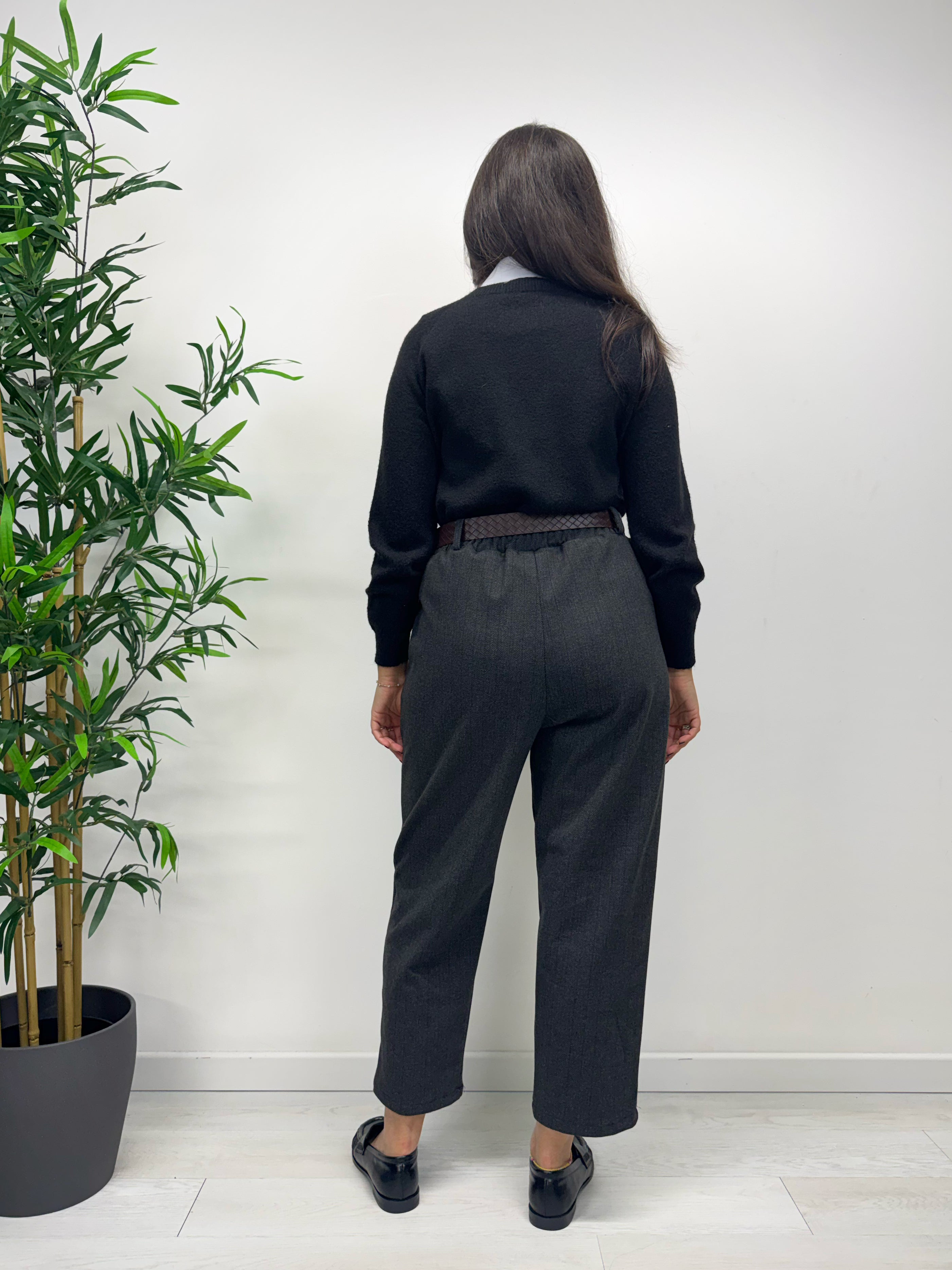 Pantaloni barrel spigati antracite