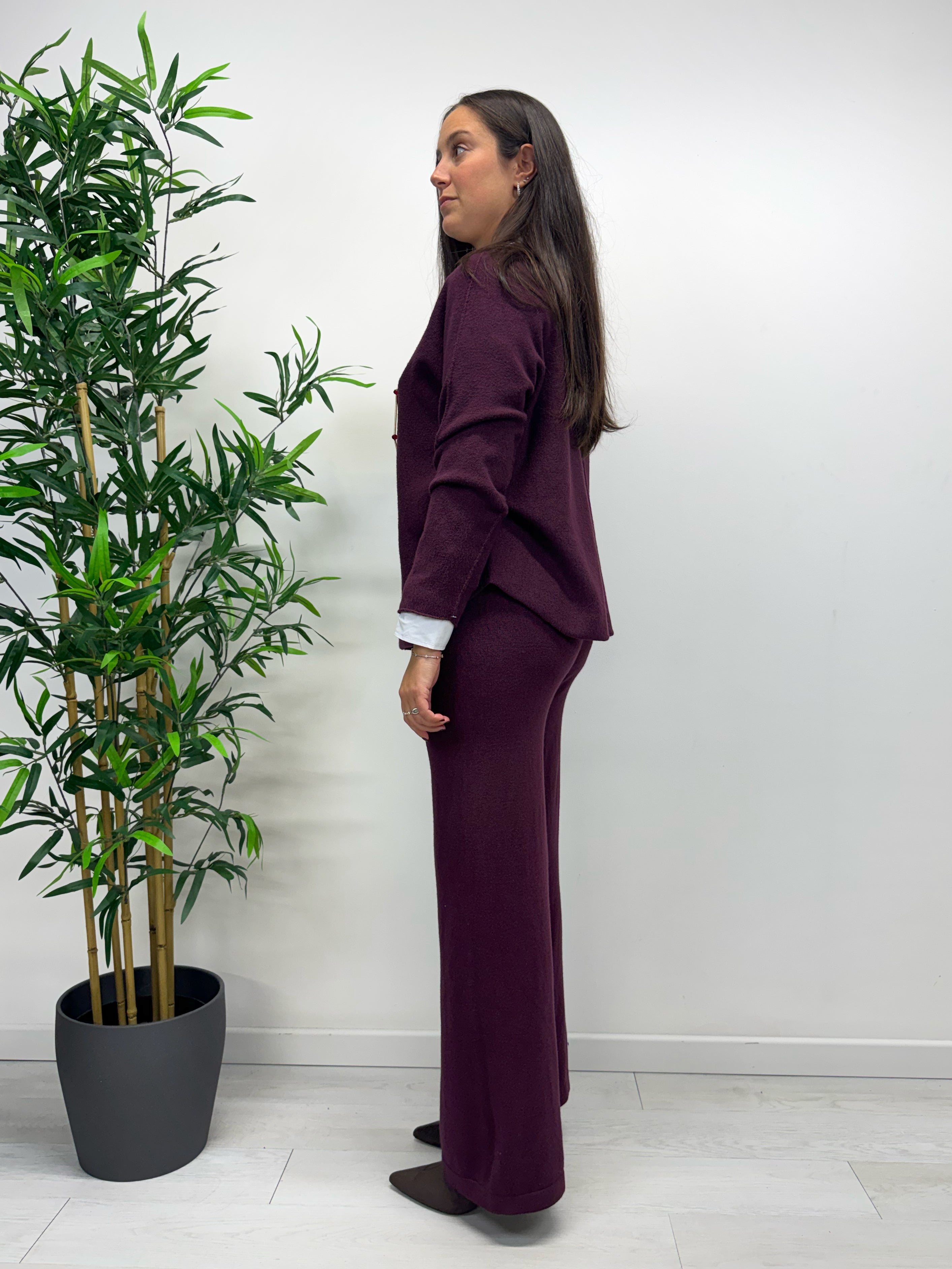 Twin-set in maglina vino