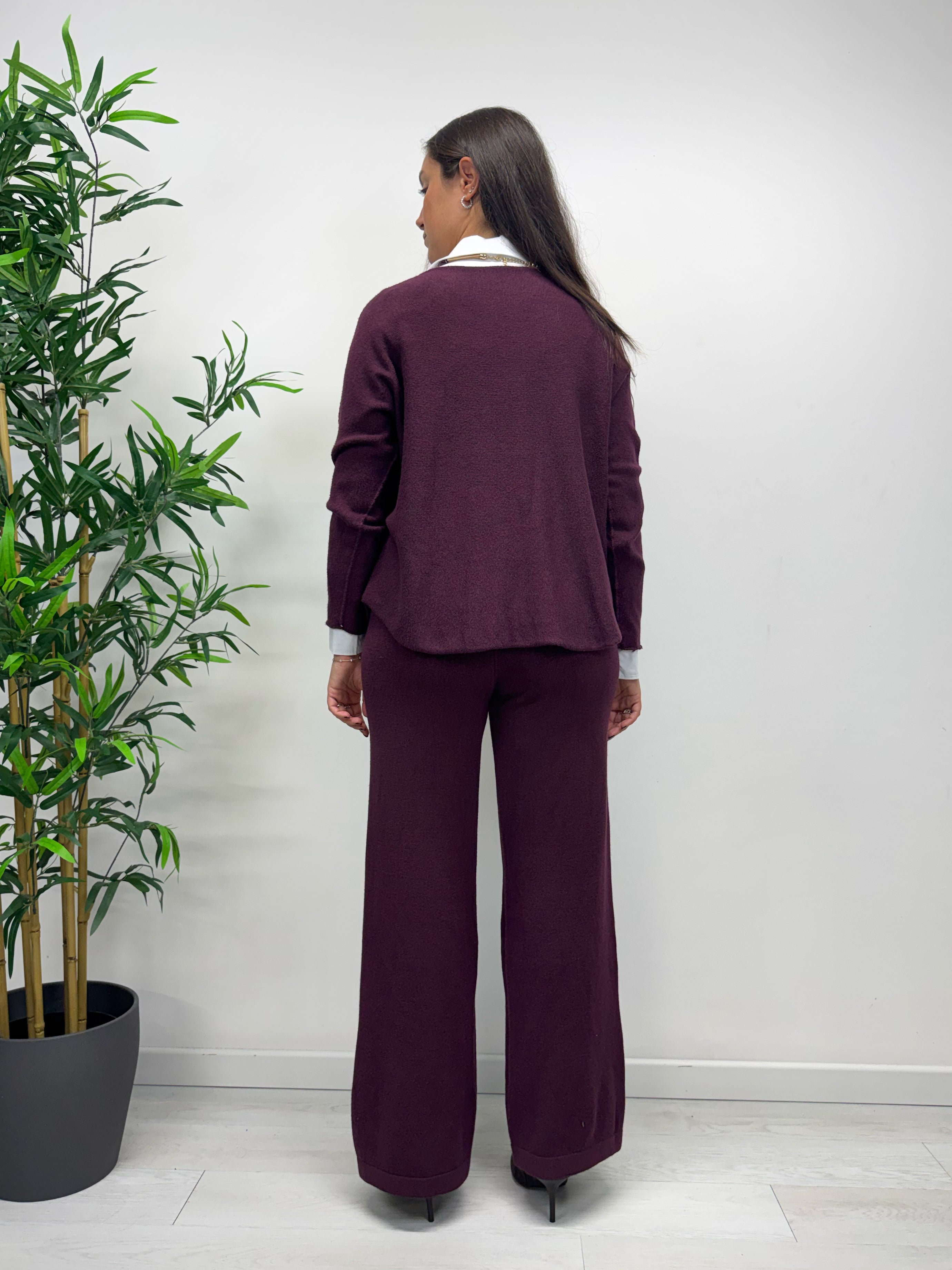 Twin-set in maglina vino