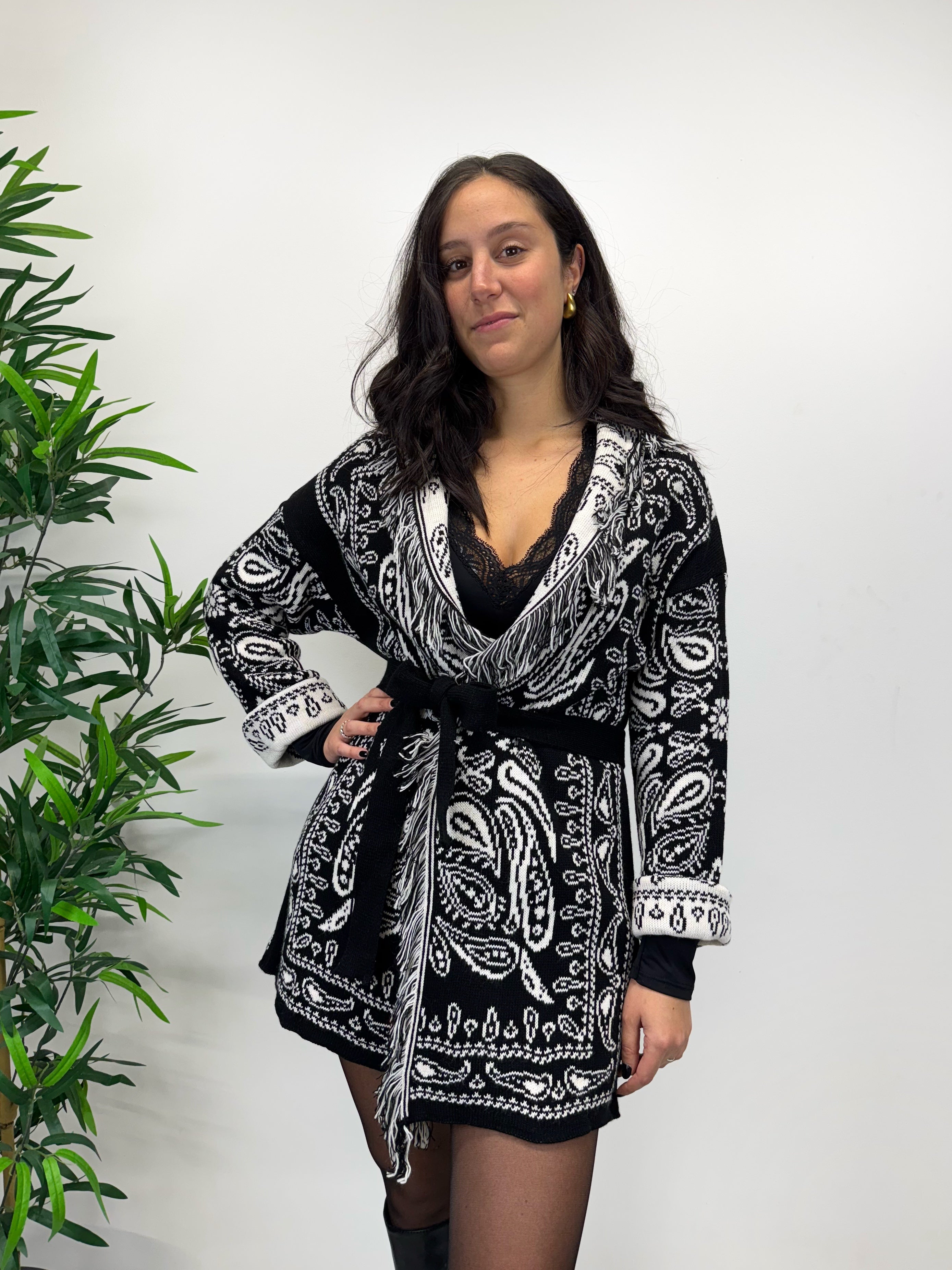 Cardigan CHUCKY bianco e nero