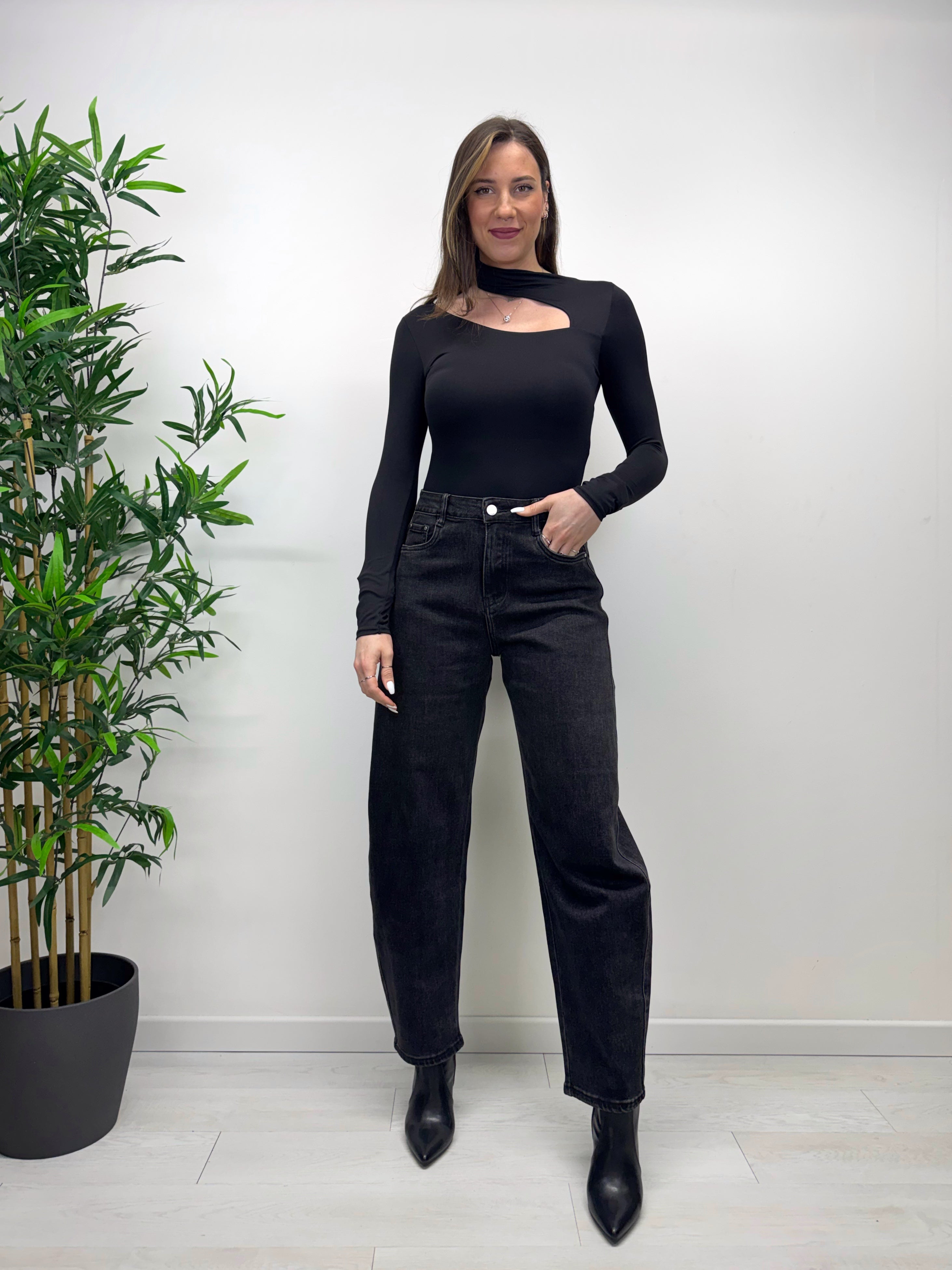 Jeans barrel neri