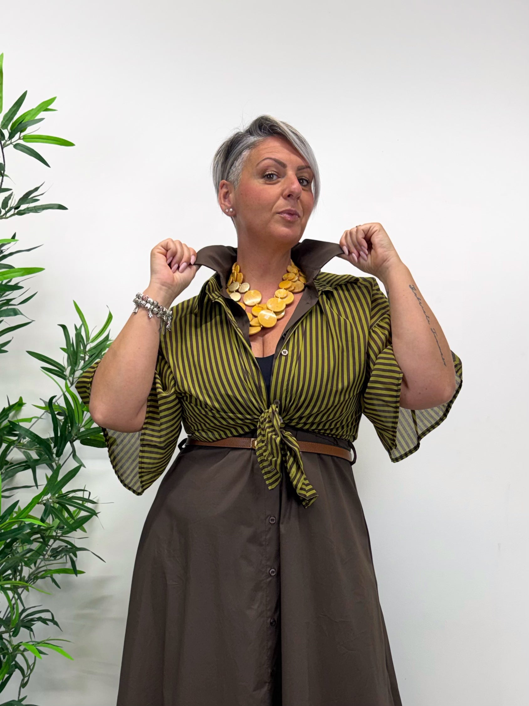 Camicia a righe kiwi