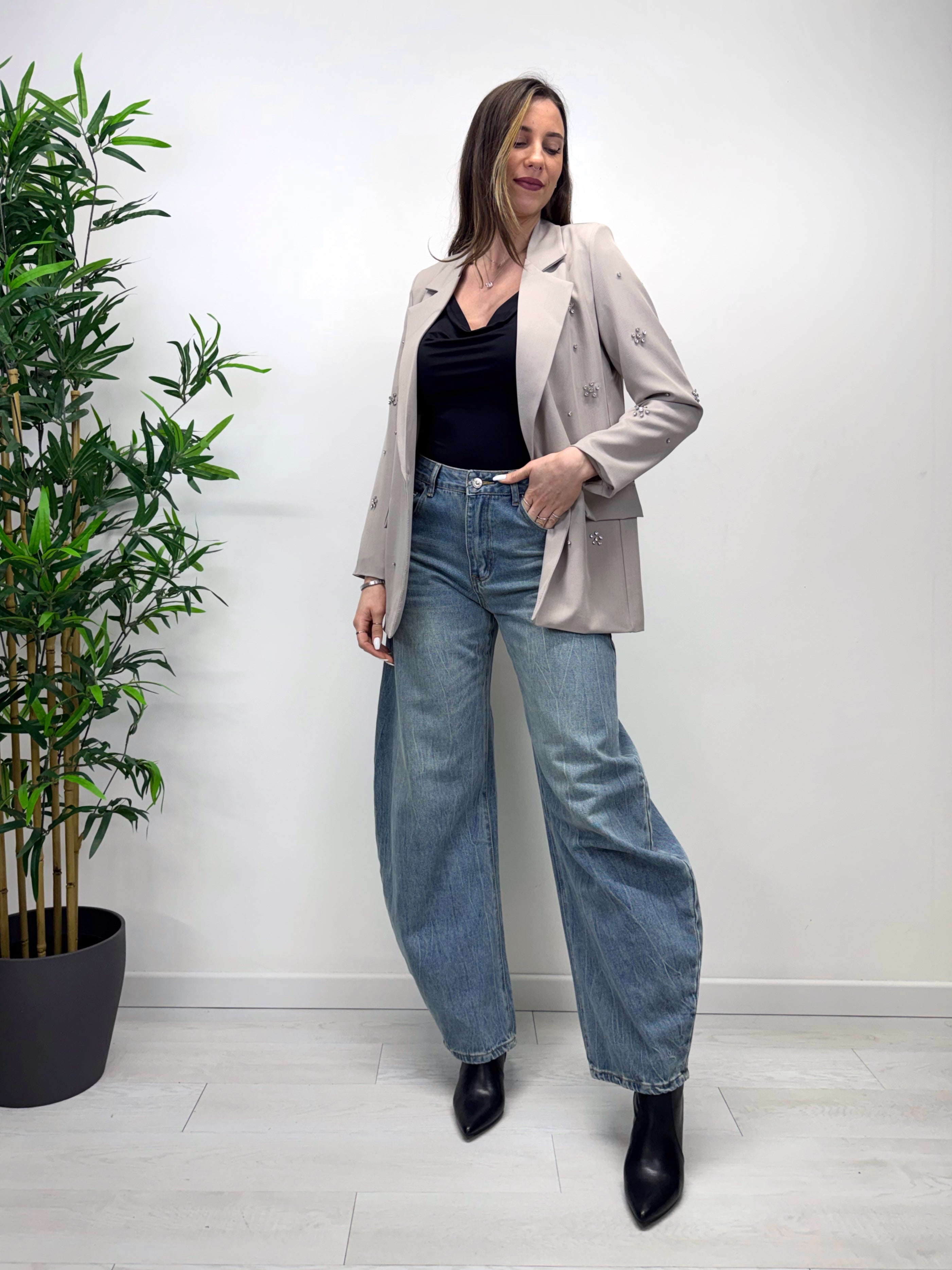 Jeans barrel lavaggio medio chiaro