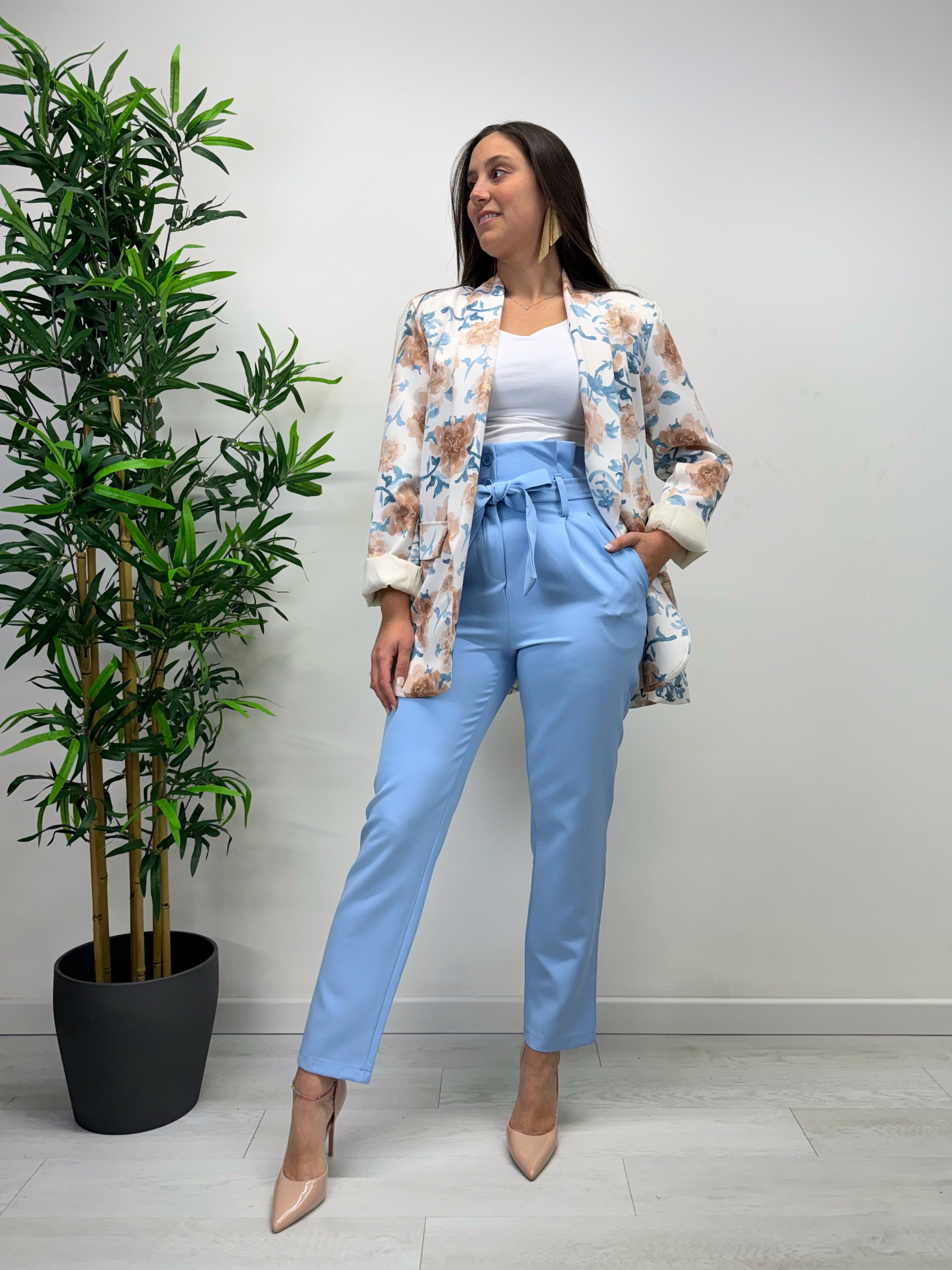 Pantaloni fiocco azzurro