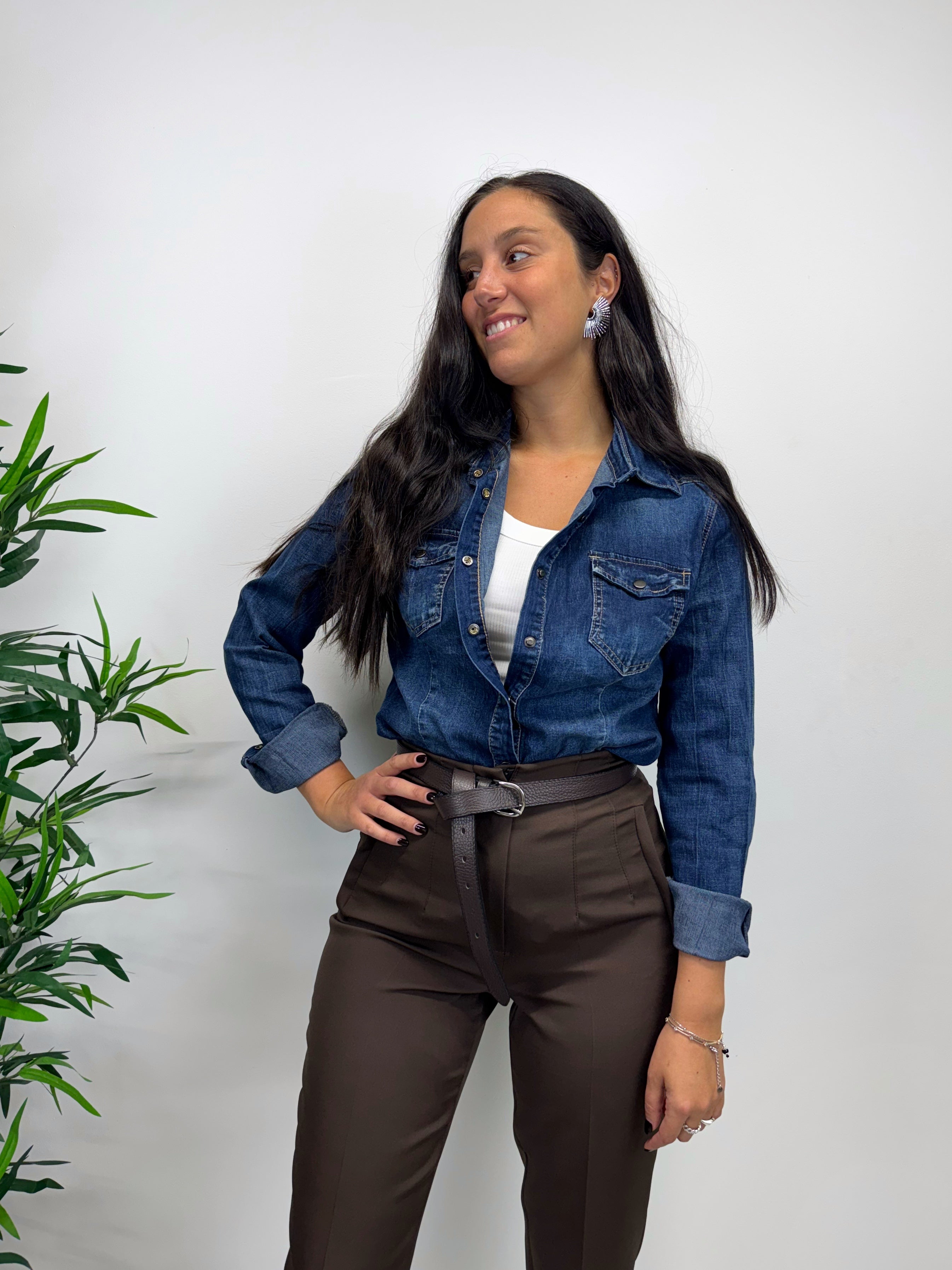 Camicia in jeans lavaggio medio