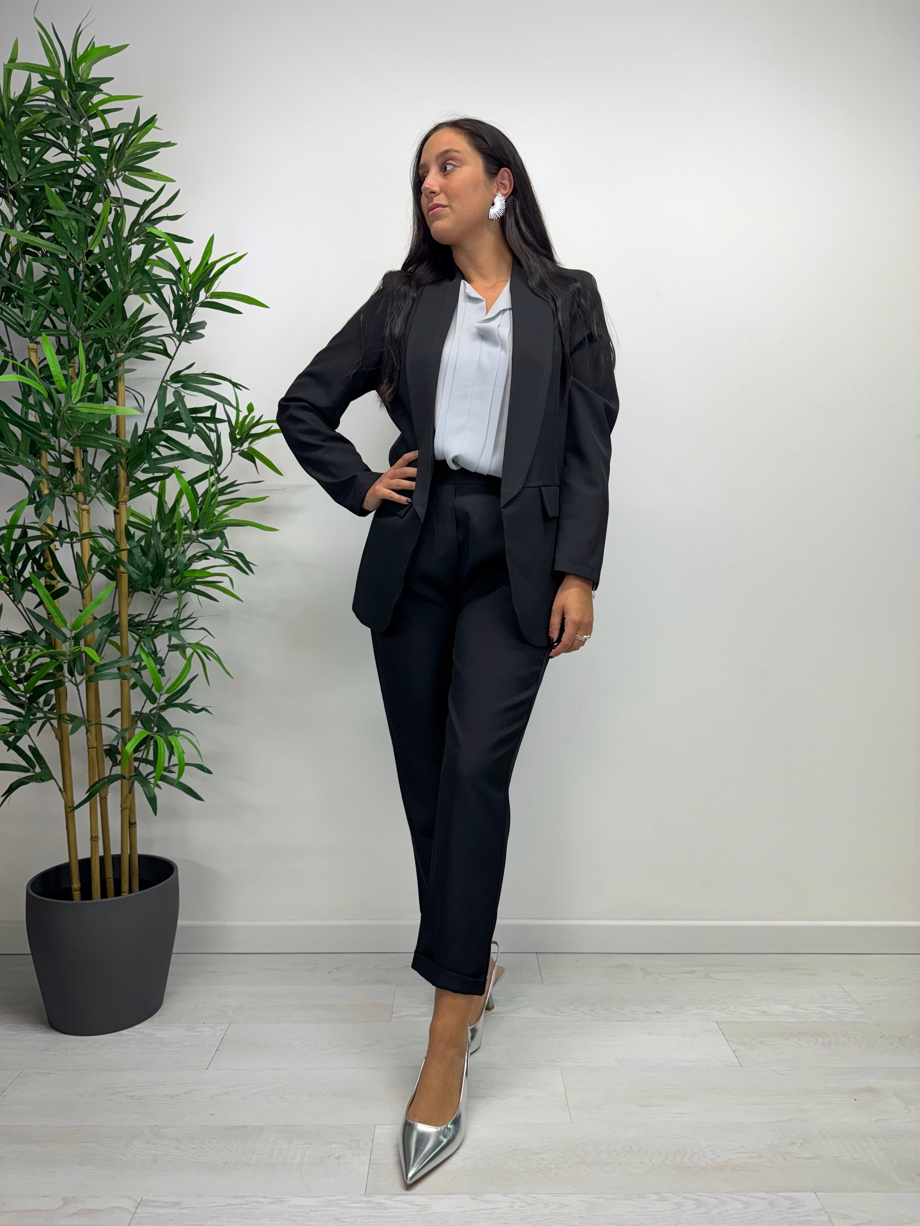 Blazer MARGARET manica lunga nero