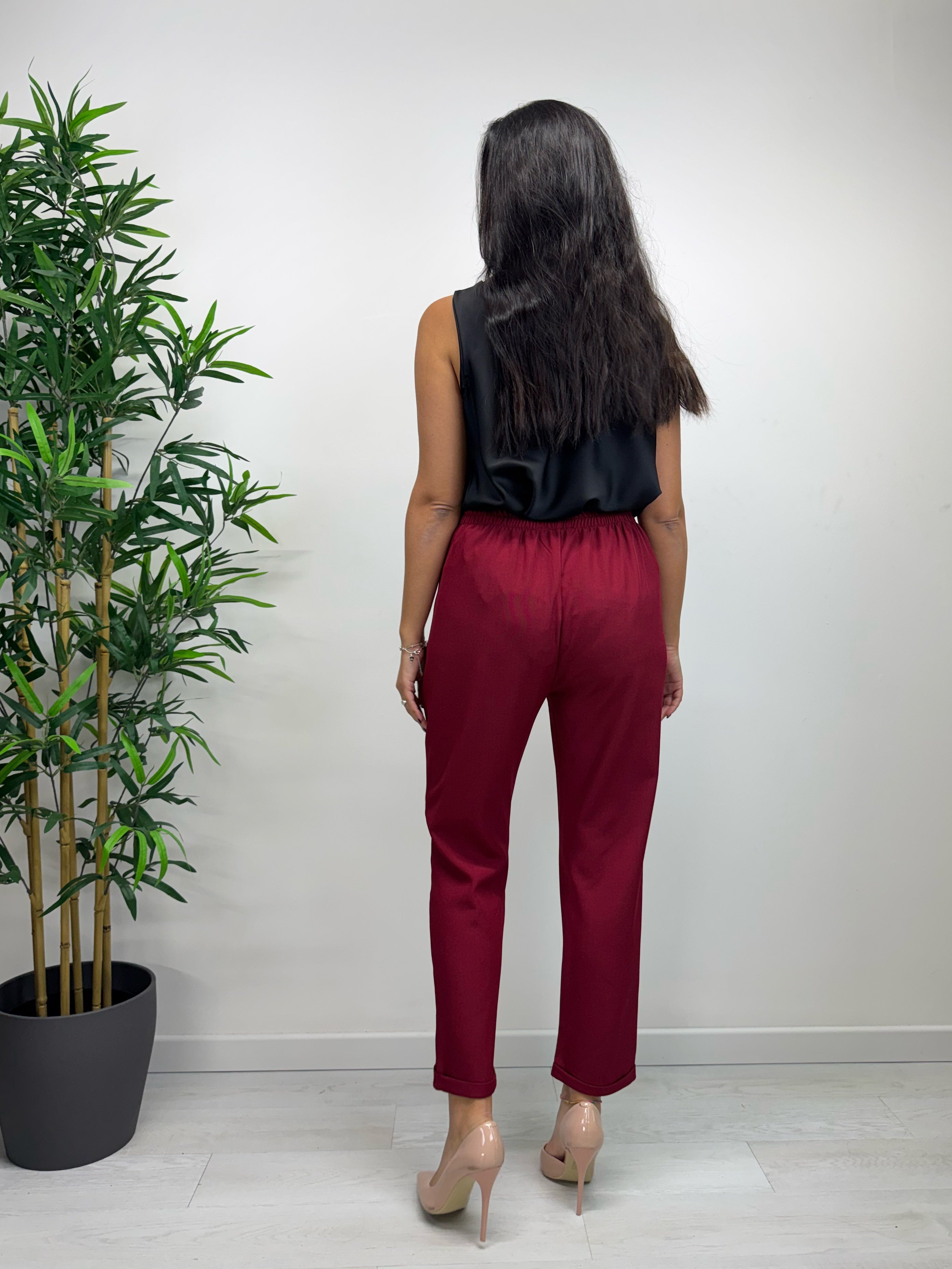 Pantaloni MARGARET con elastico fragola