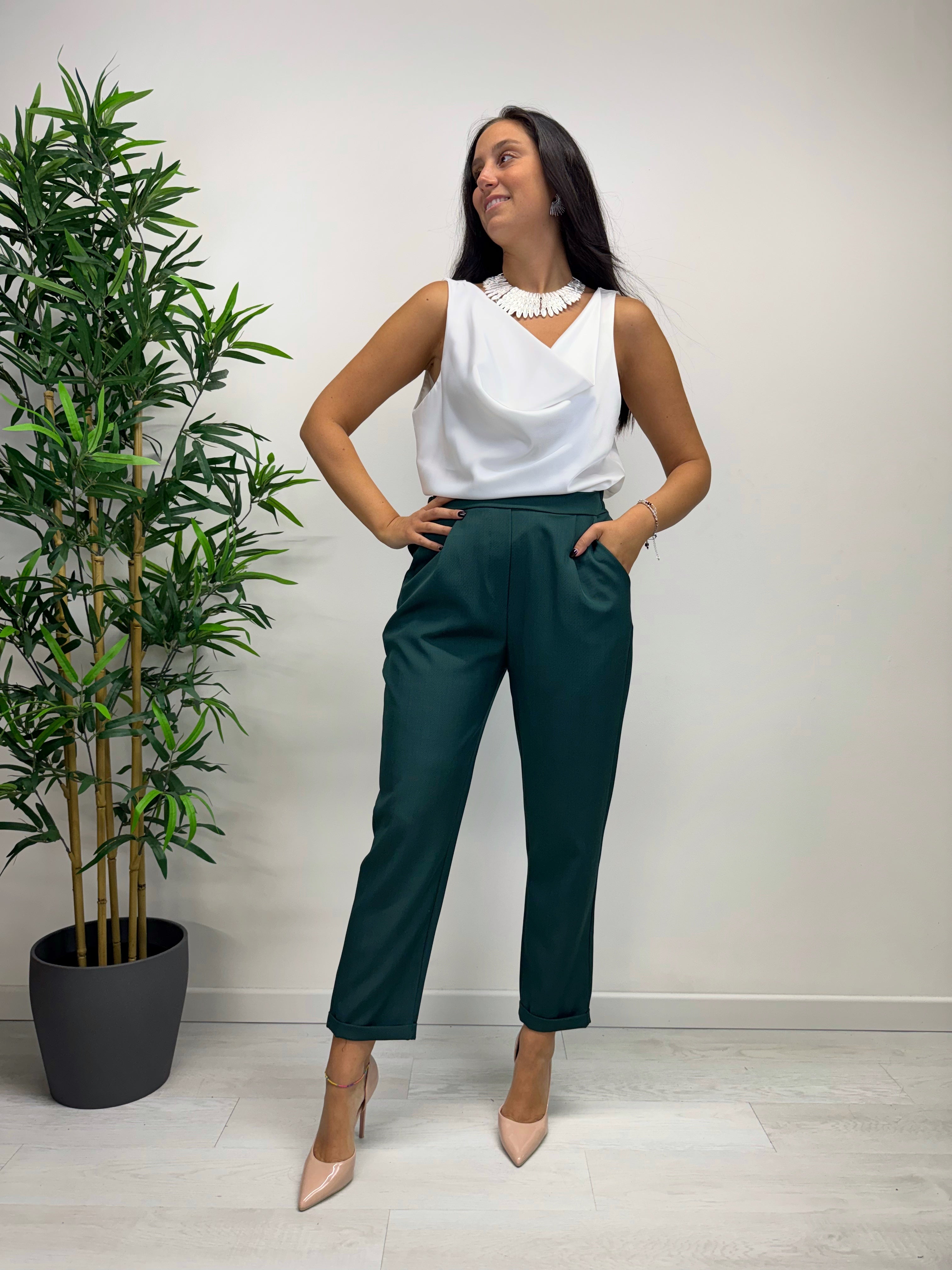 Pantaloni MARGARET con elastico verdone