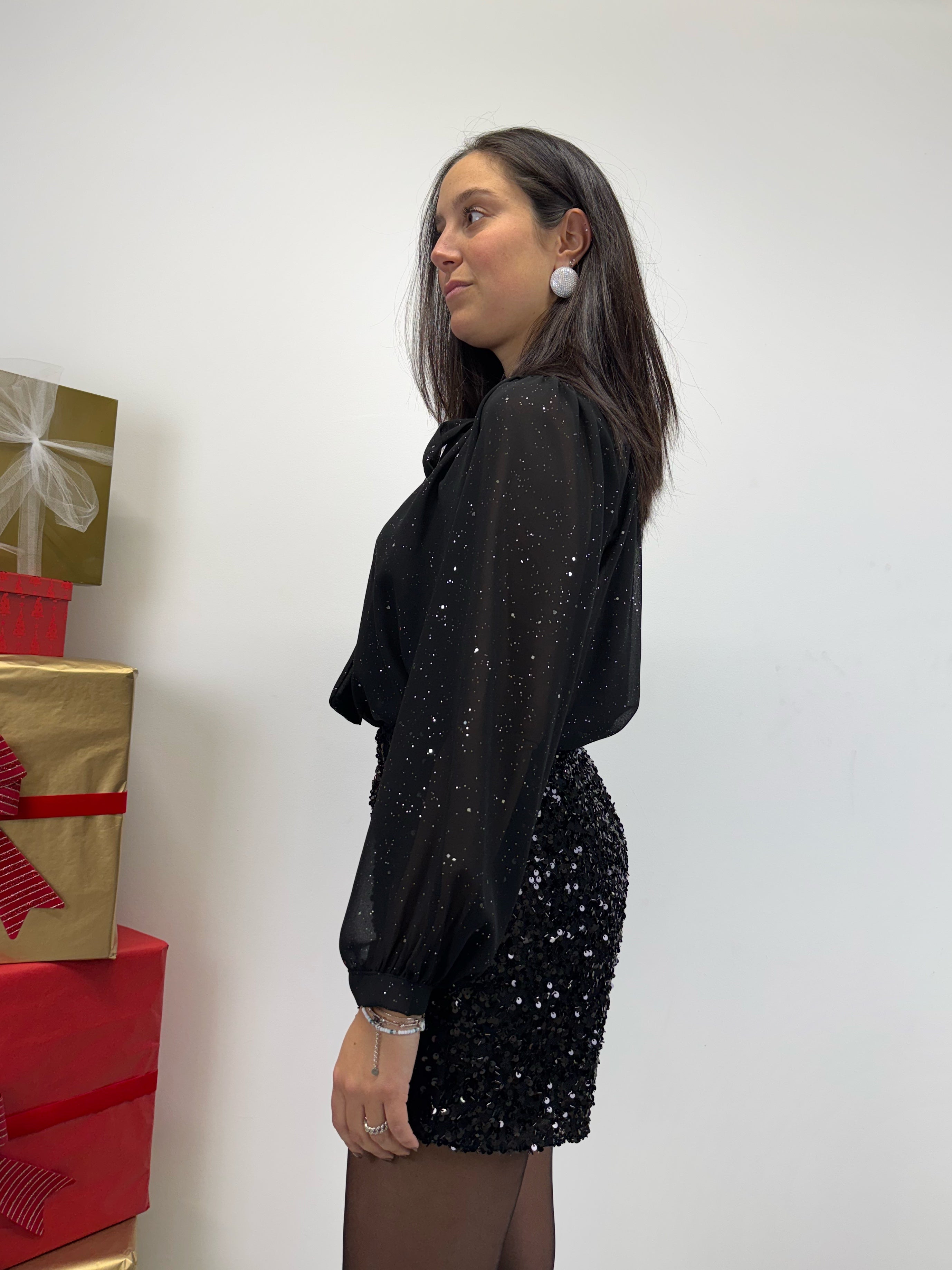 Shorts in paillettes neri