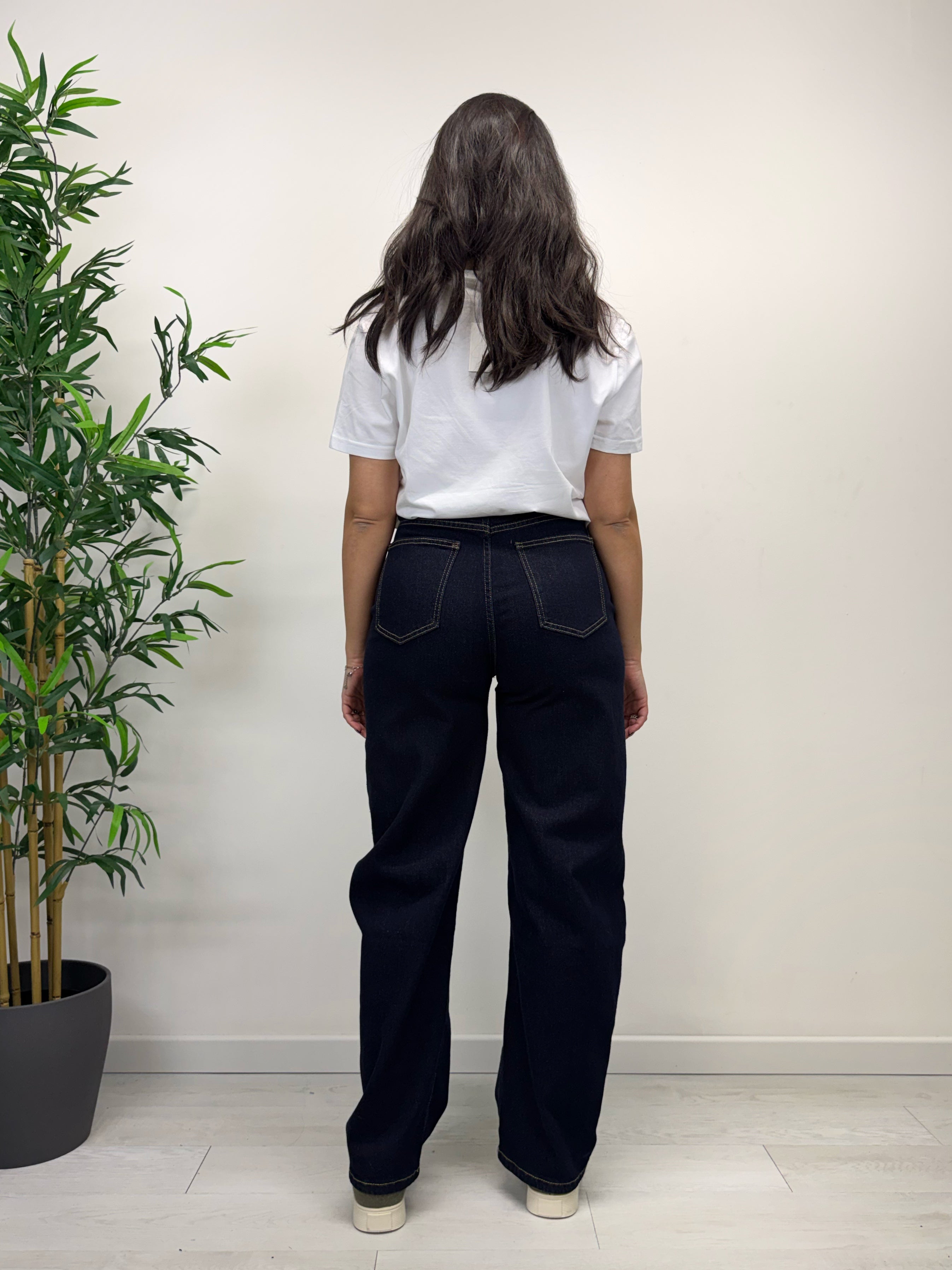 Jeans barrel denim scuro