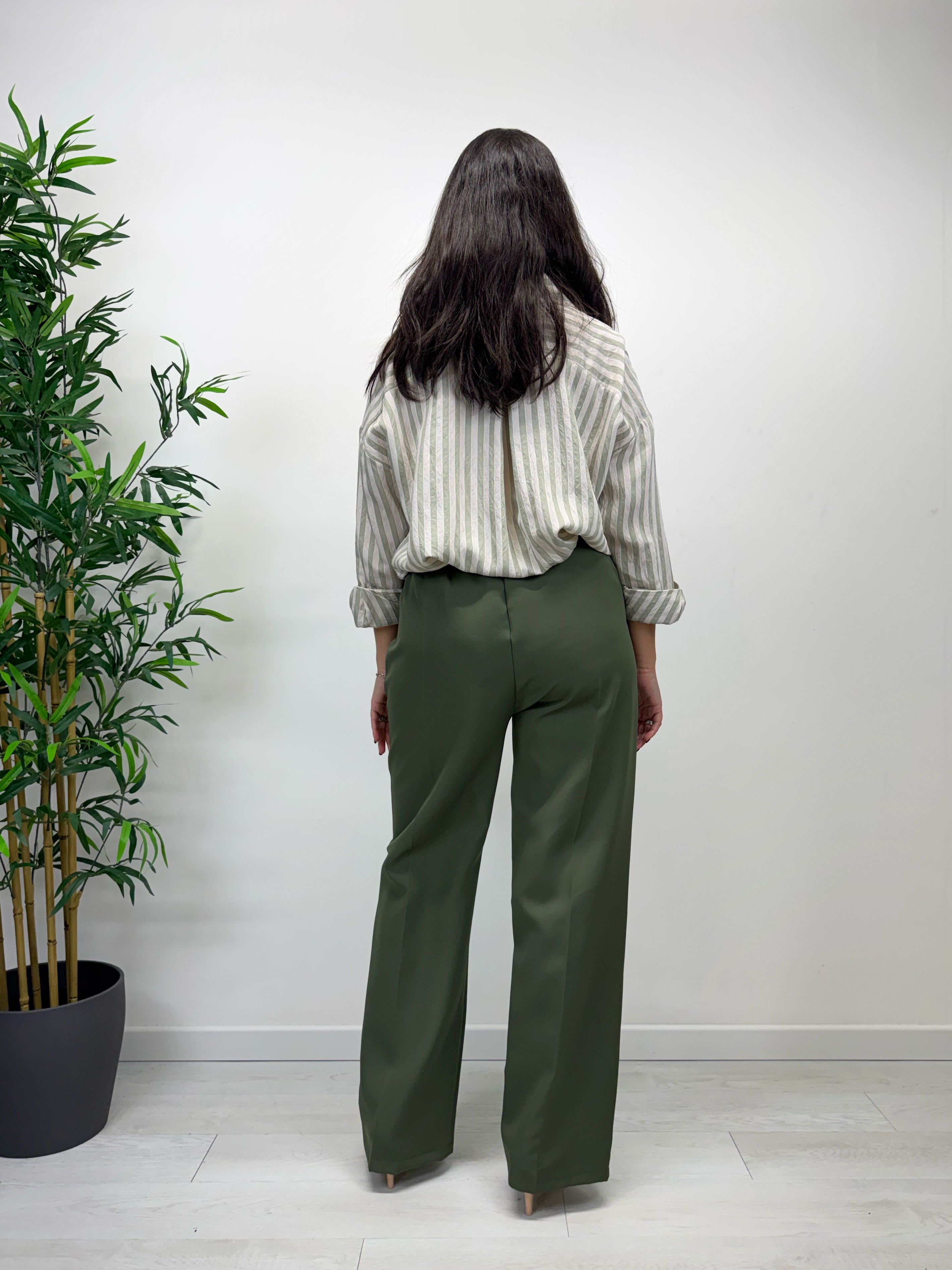 Pantaloni a palazzo DORA verde militare