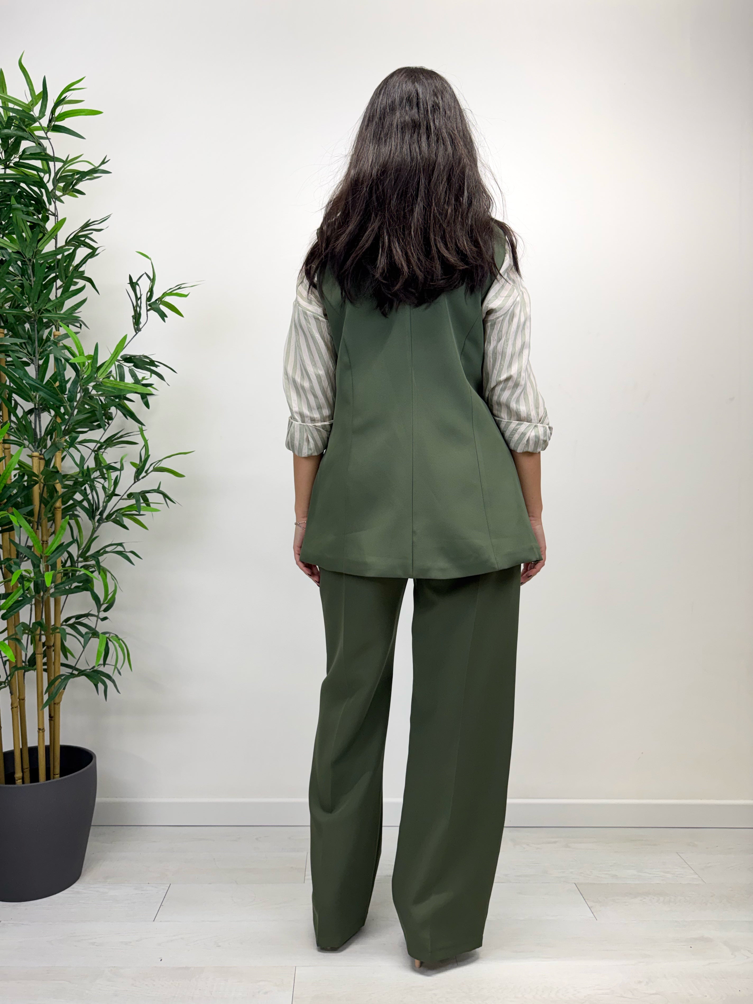 Pantaloni a palazzo DORA verde militare