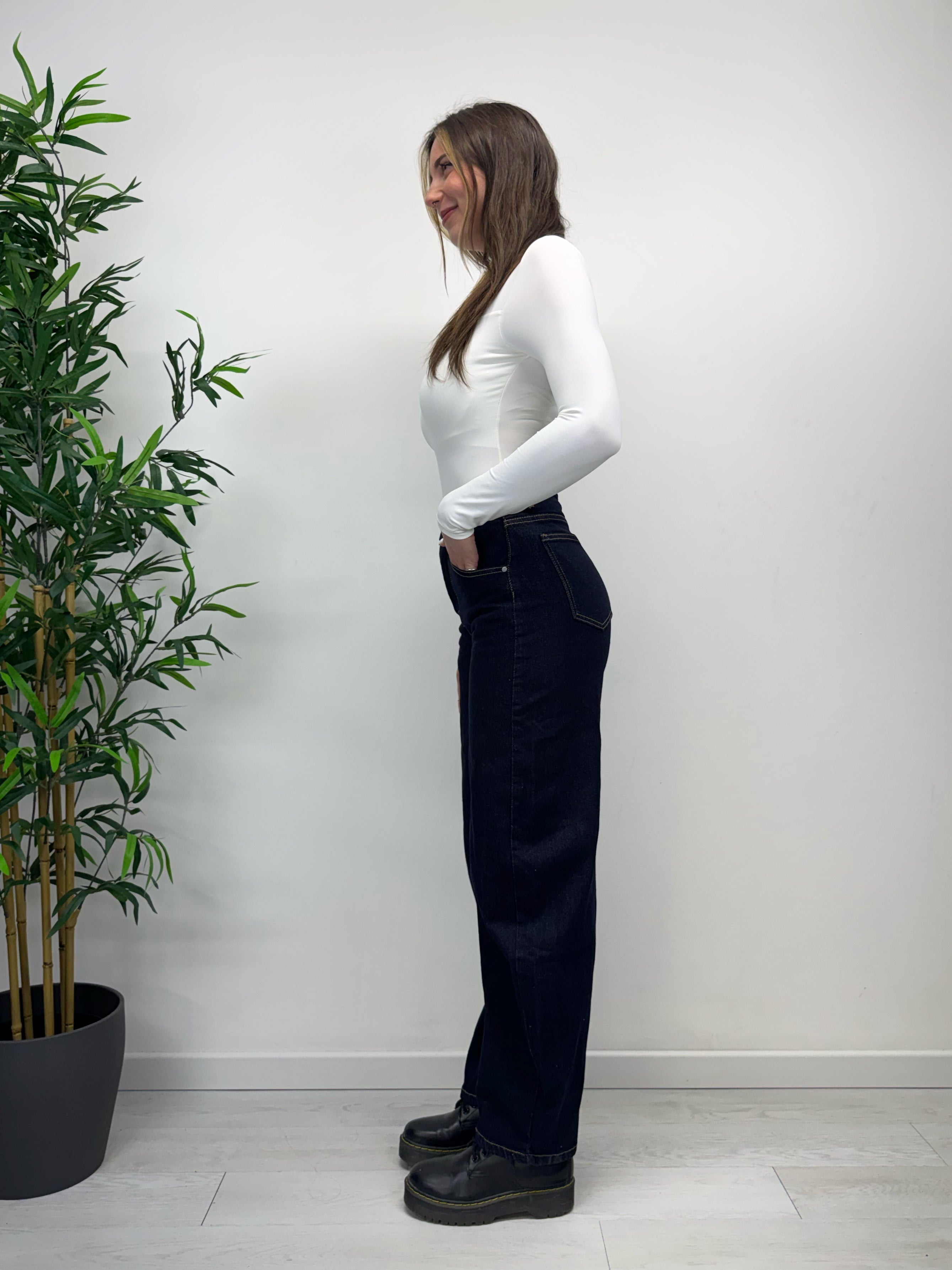Jeans barrel denim scuro