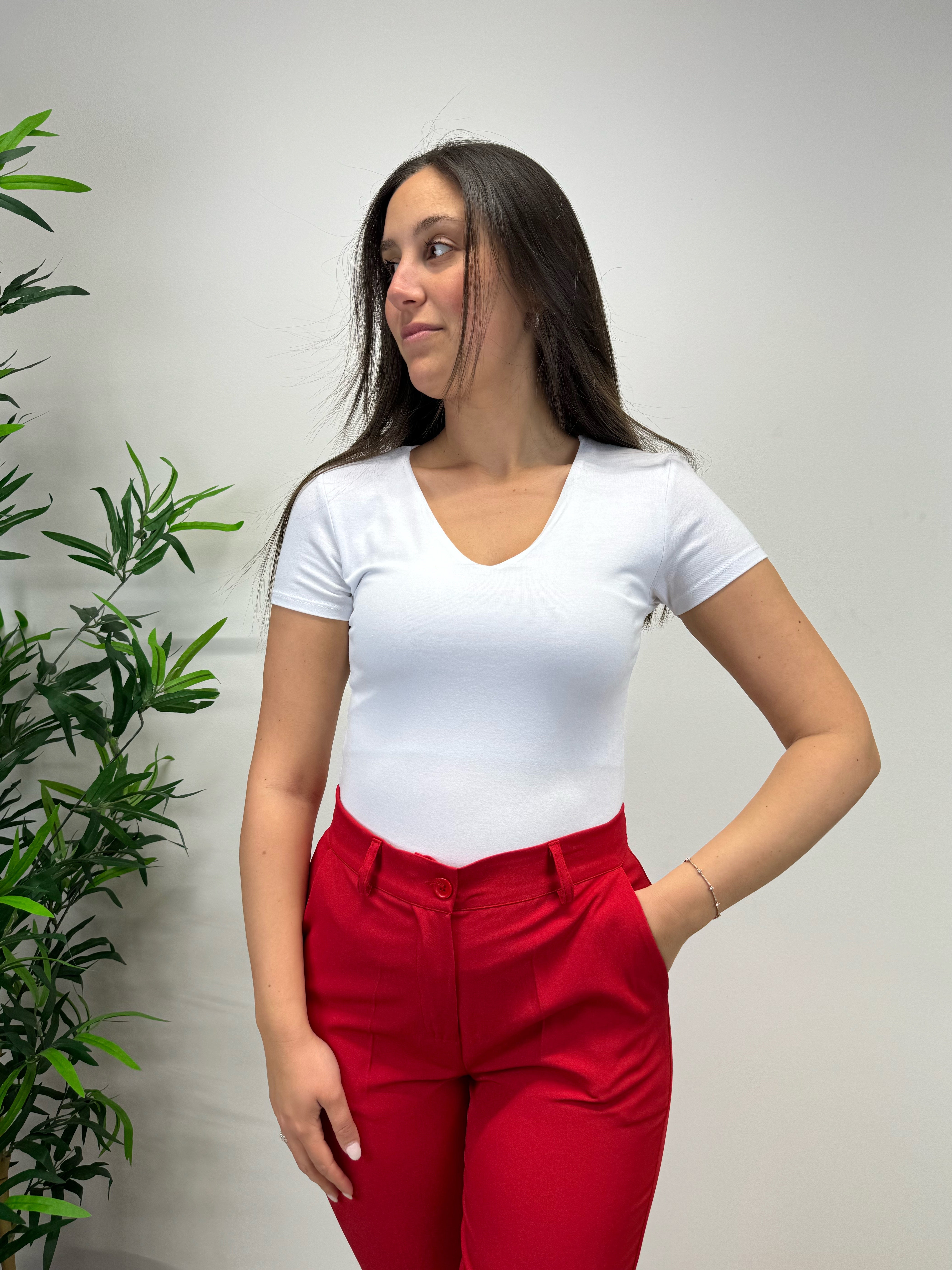 T-shirt scollo a V +colori